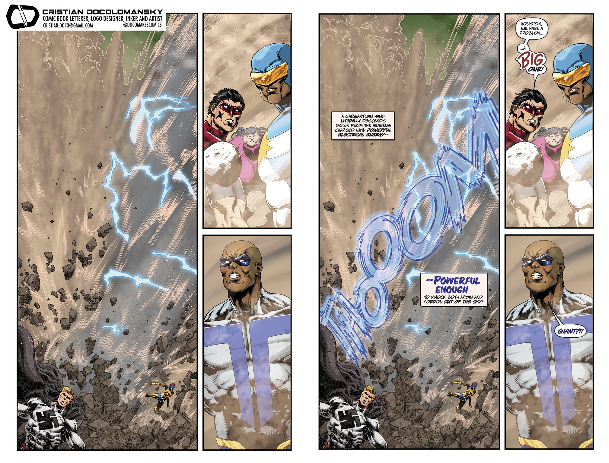 THE REGULATORS ISSUE 04
Script by TONY KITRELL
Art by GABRIEL "ESKIVO" SANTOS
Colors by LUCA ROMANO
Letters by CRISTIAN DOCOLOMANSKY
Published by Advent Comics / Kickstarter
