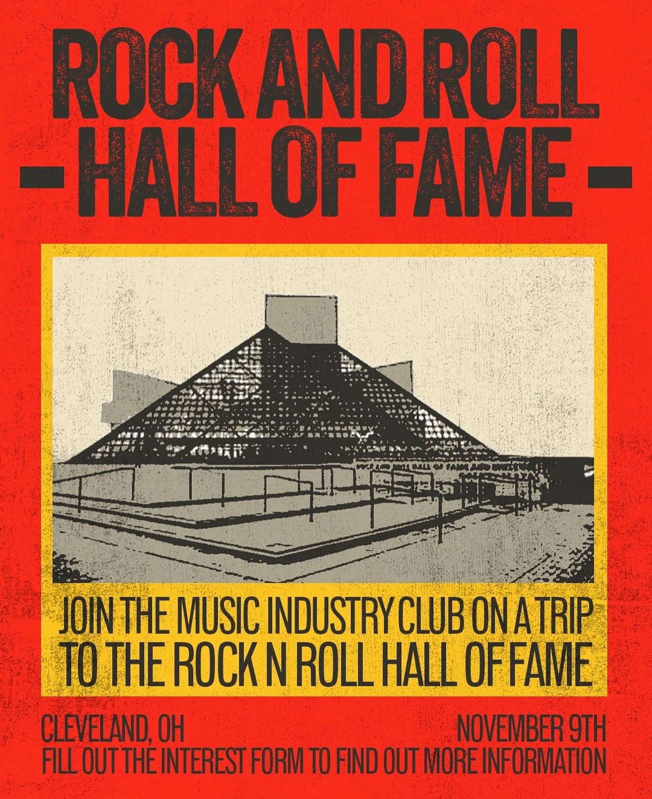 Join MIC on a day trip to the Rock and Roll Hall of Fame in Cleveland on November 9th! Please fill out the interest form using the link in our bio if you are interested. Tickets can be bought at the D-TIX desk in the Union. The interest form will be 