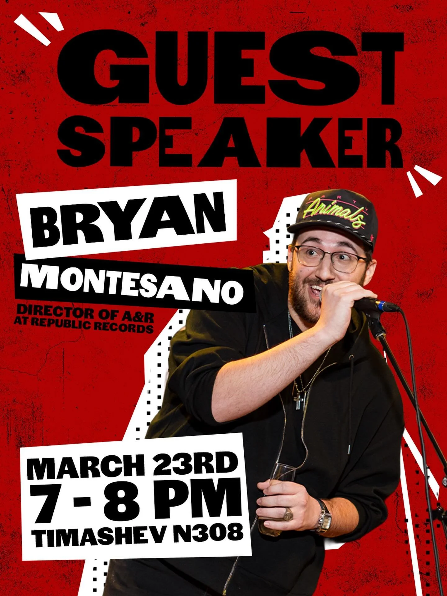 Join us next Monday, March 23rd for our next guest speaker: Bryan Montesano!

Bryan Montesano is the Director of A&amp;R at Republic Records, where he has played a pivotal role in shaping the careers of some of today&rsquo;s biggest artists. Since jo