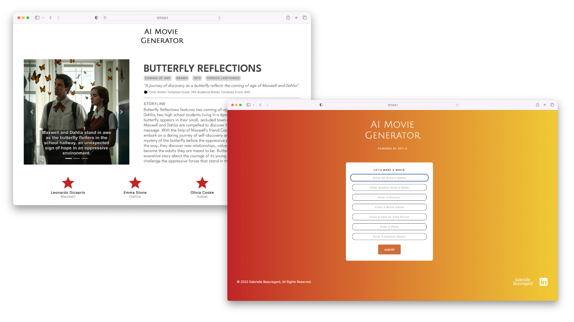 AI Movie Generator — Gabrielle Beauregard Portfolio