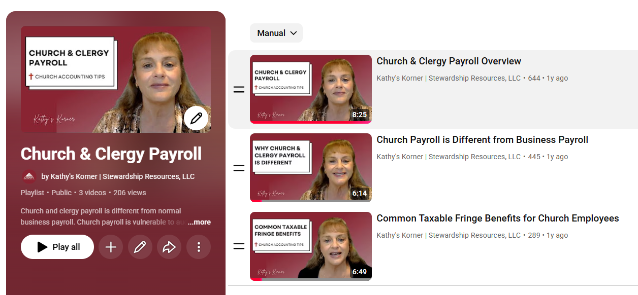 church and clergy payroll presented by Kathy Holt and Stewardship Resources, LLC