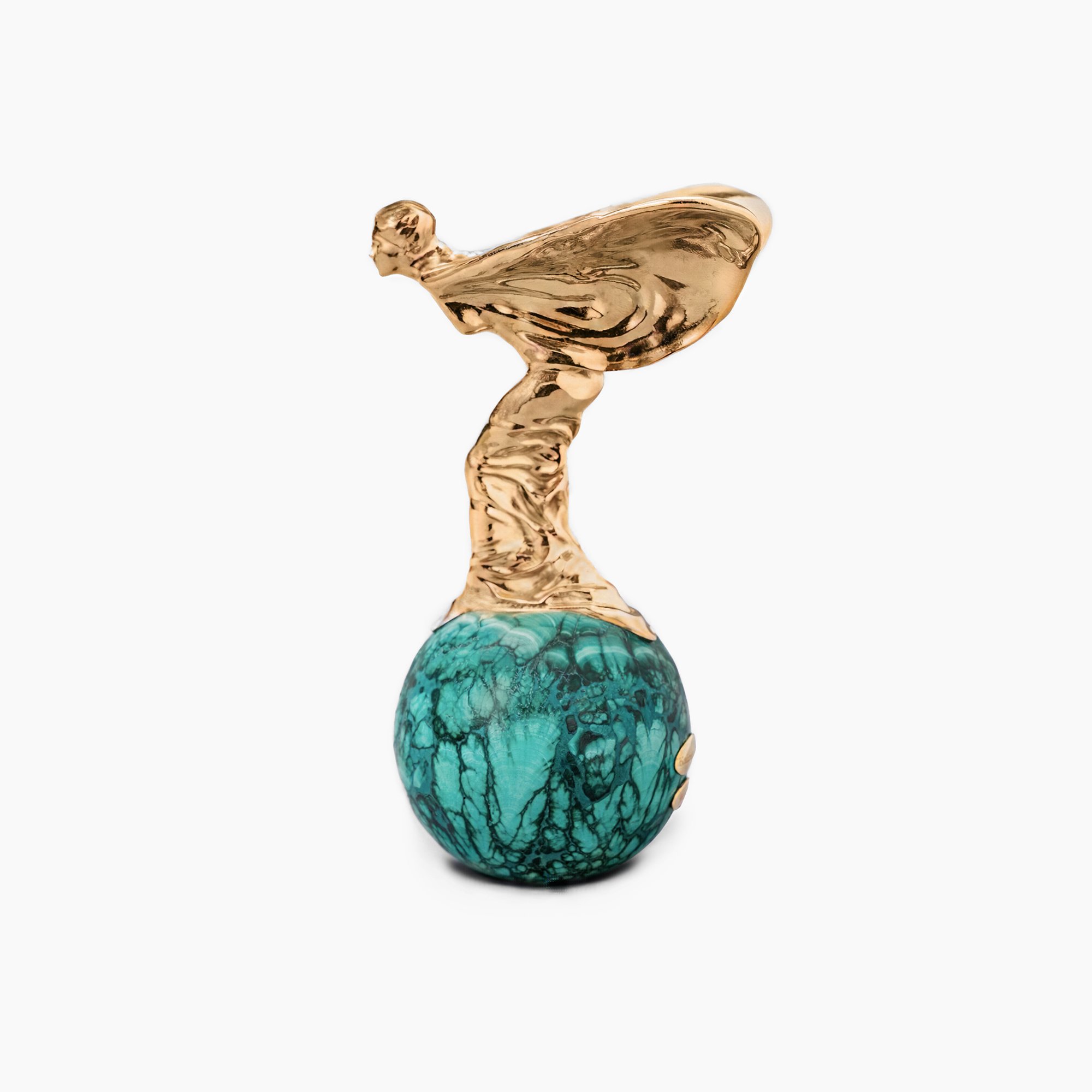 Studio ALOI Gold Spirit of Ecstasy on Malachite Base