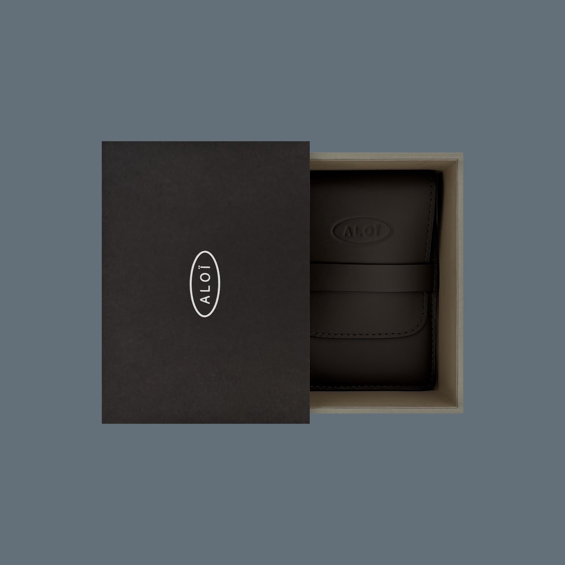 Luxurious black ALOI packaging for the Infinity Collection bracelets, featuring a sleek design and premium craftsmanship. Perfect for showcasing bespoke jewelry with elegance and sophistication.