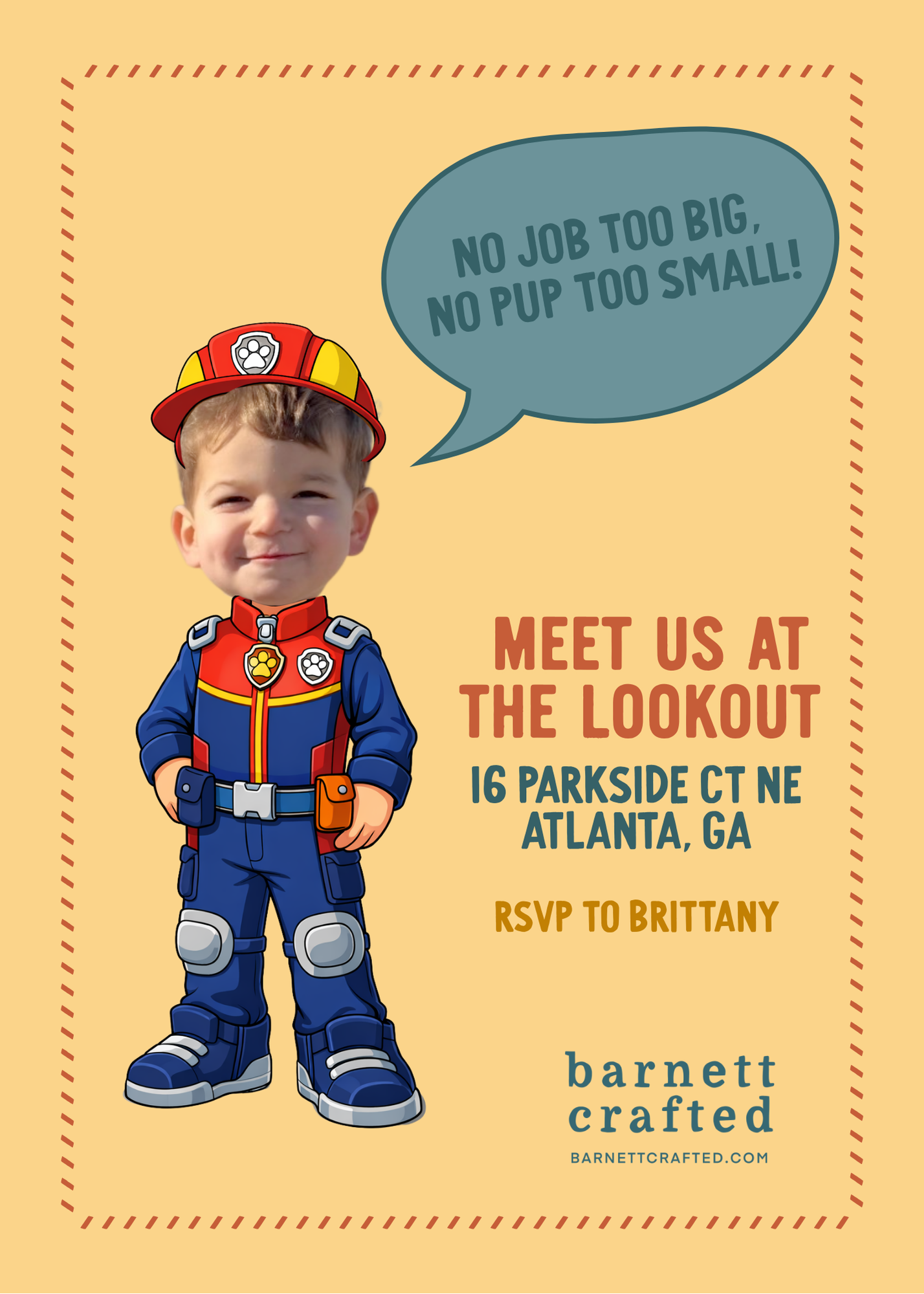 Custom Birthday Party Invitation | Paw Patrol | Ryder