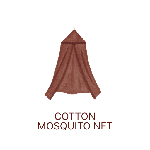 A cartoon illustration of a brown teepee with a red flag on top and purple and brown backgrounds.