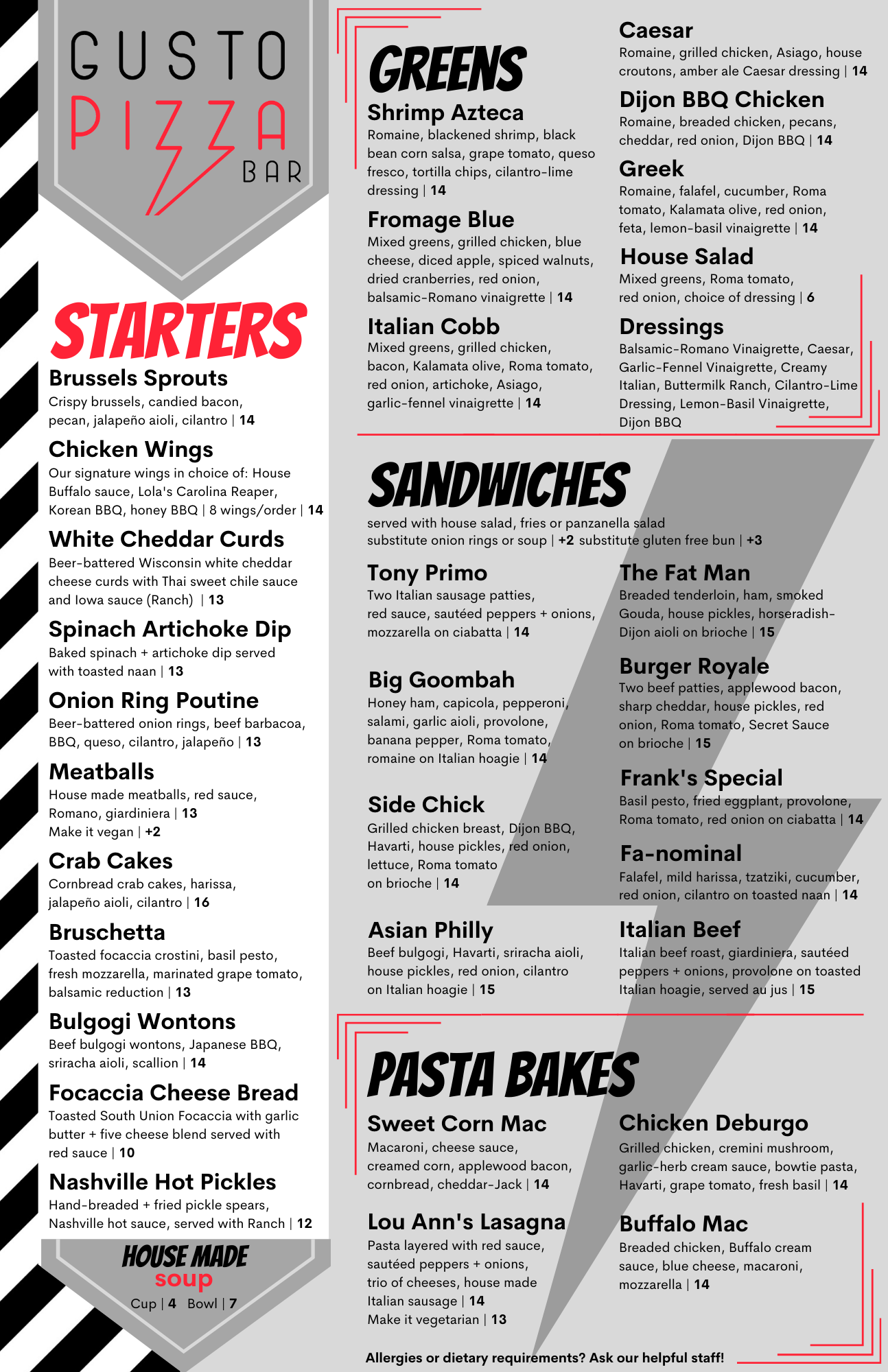 Menu 1 — Gusto pizza bar