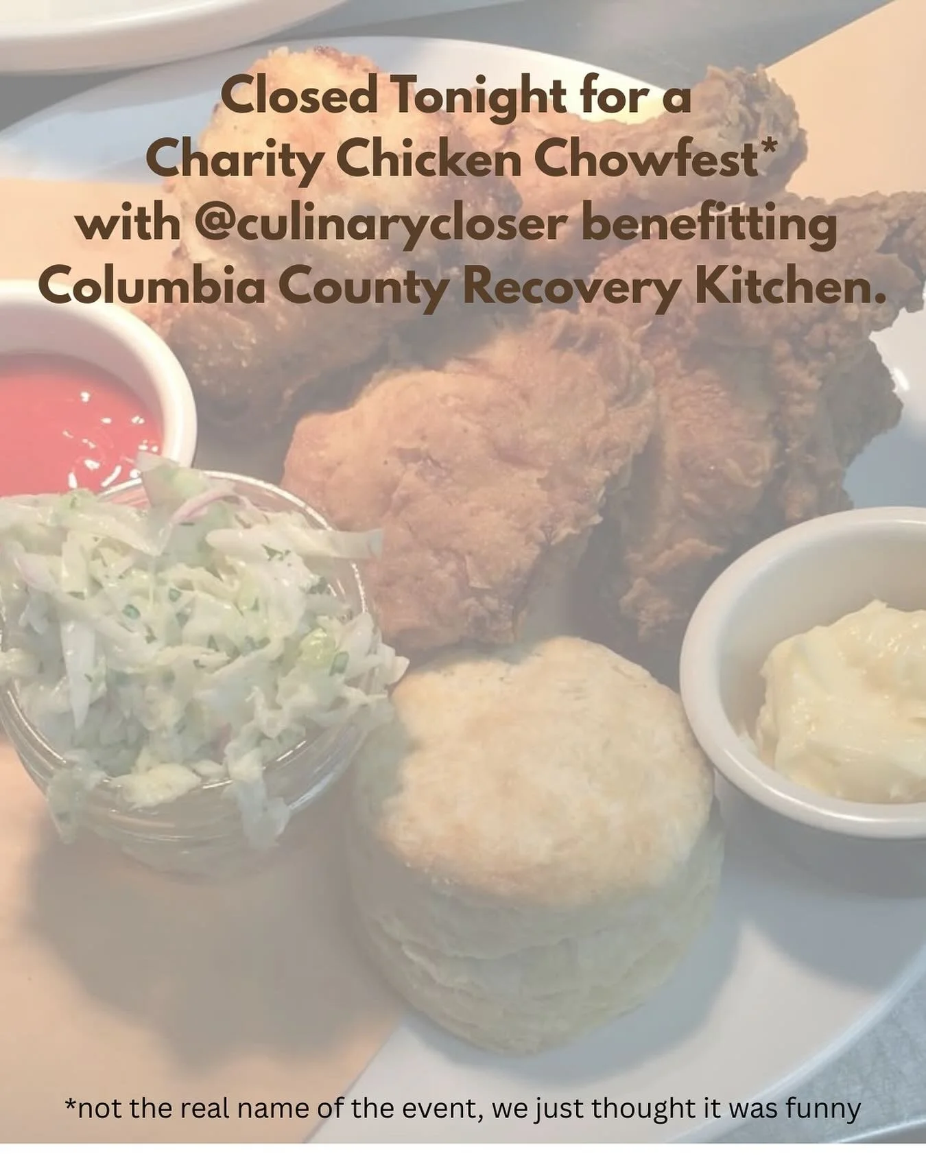 If you were savvy enough to get tix for this delicious event, we’ll see you later! Ready to serve you some delicious beverages while you chow down on fried chicken. Otherwise, we’ll hopefully see you another night soon! Sorry for the inco