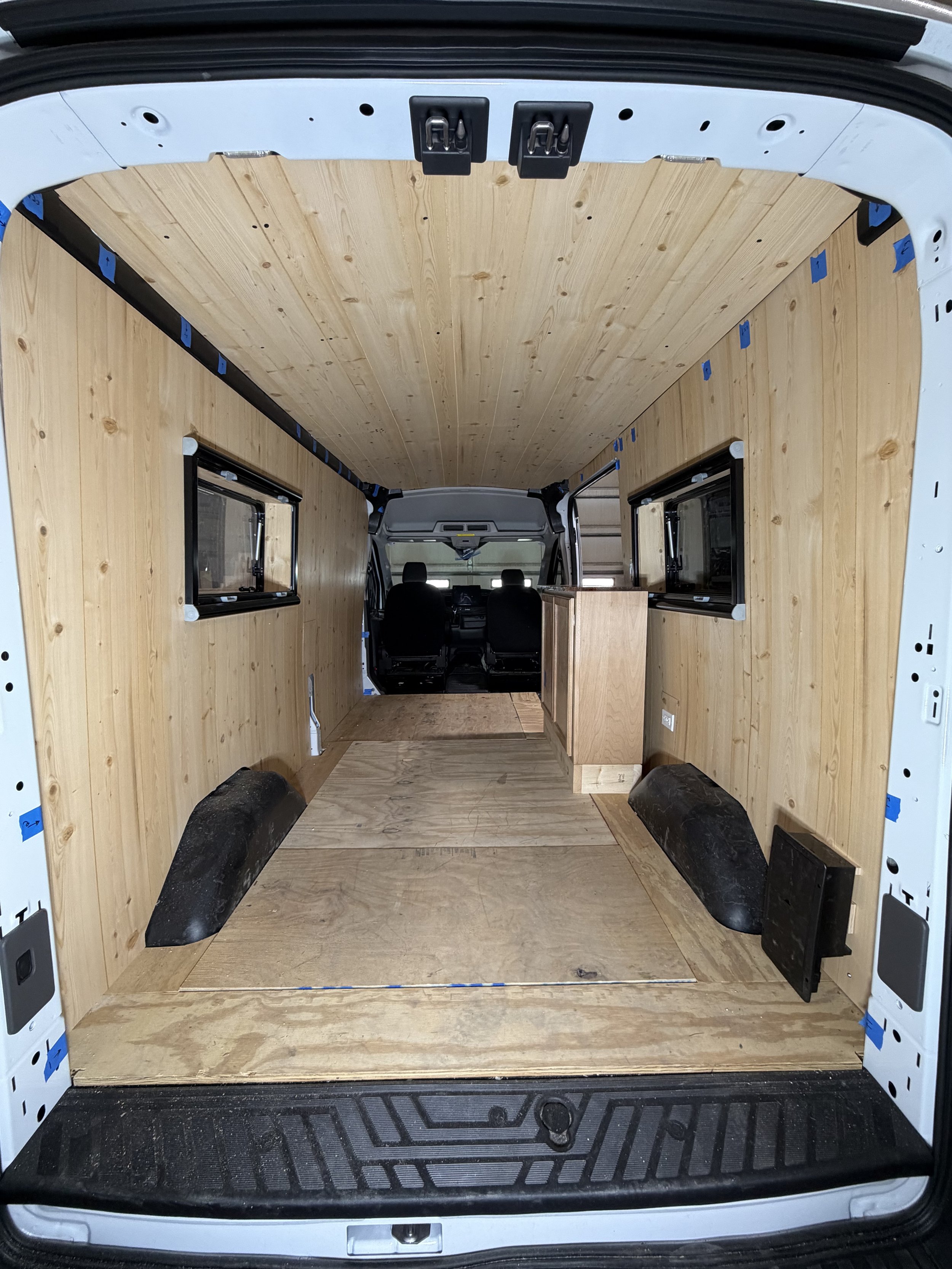 Partially finished interior with customer supplier material. 