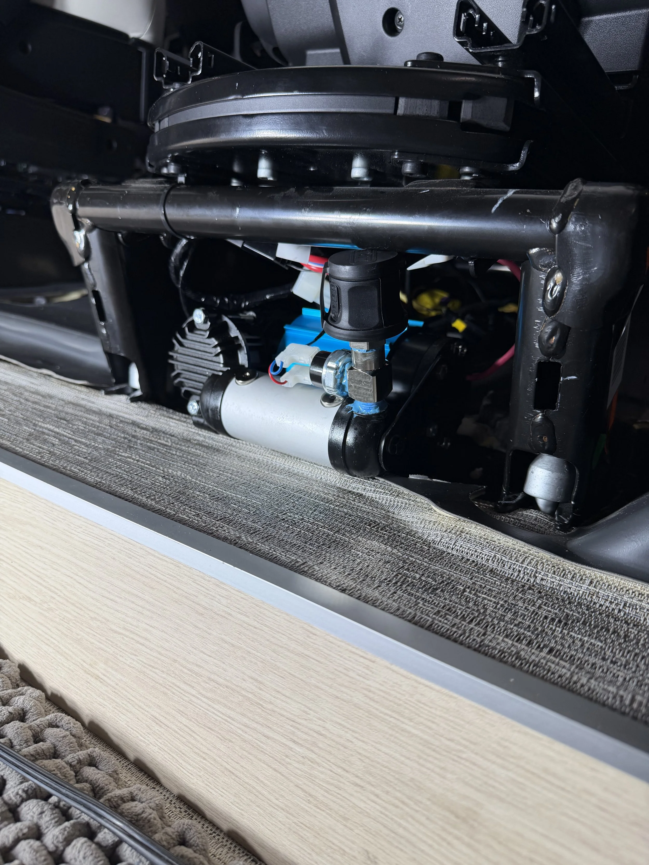 Ram Promaster ARB Compressor Installed, Hidden under passenger seat