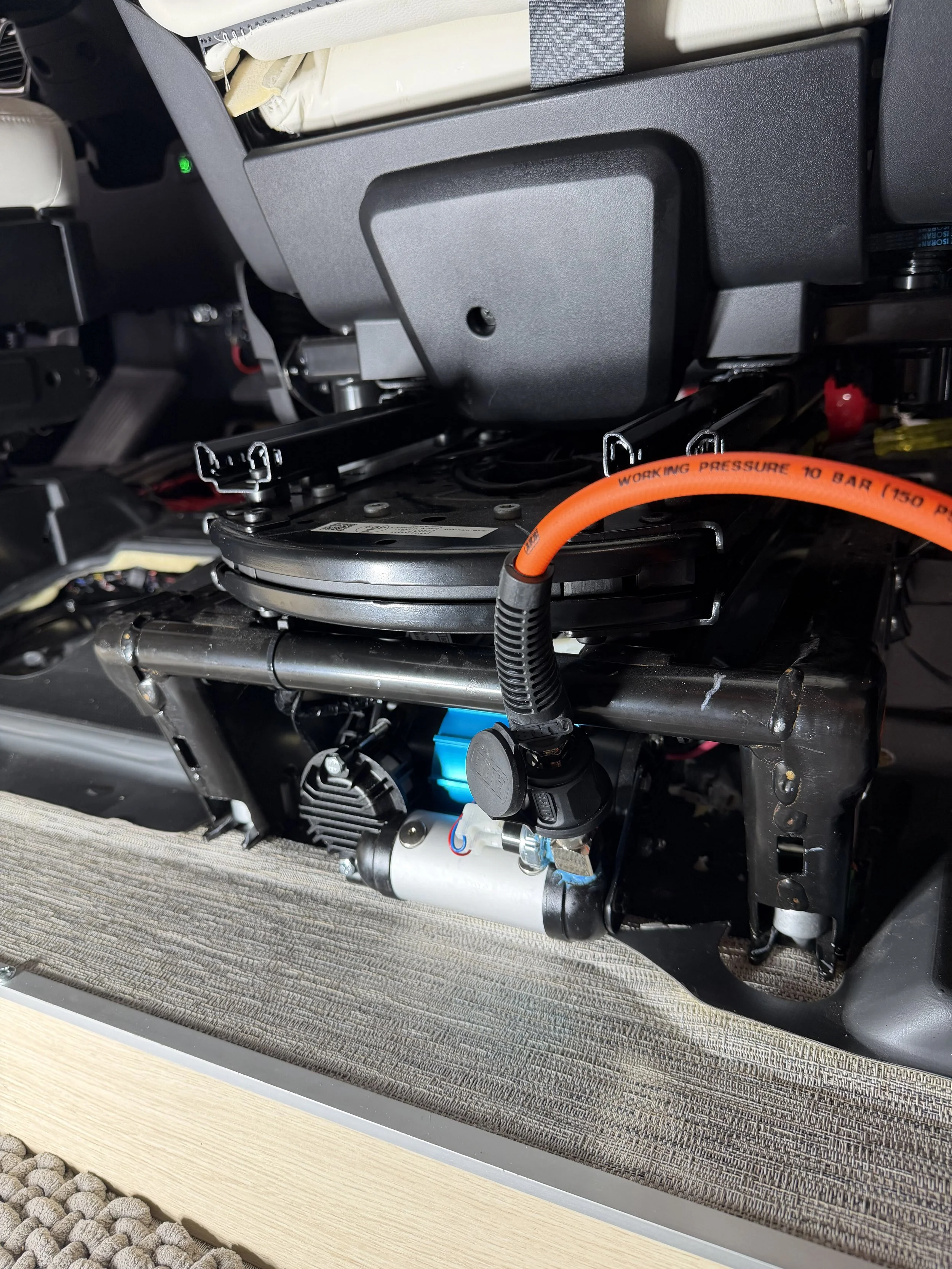 Ram Promaster ARB Compressor Installed, Hidden under passenger seat