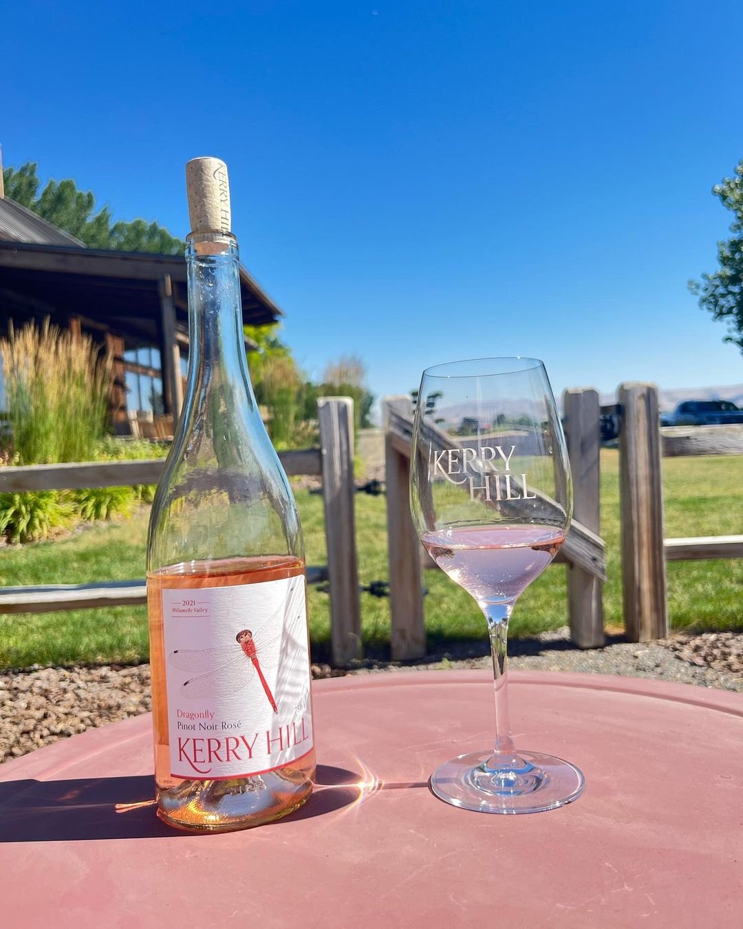 Bottle and glass of Kerry Hill Rosé