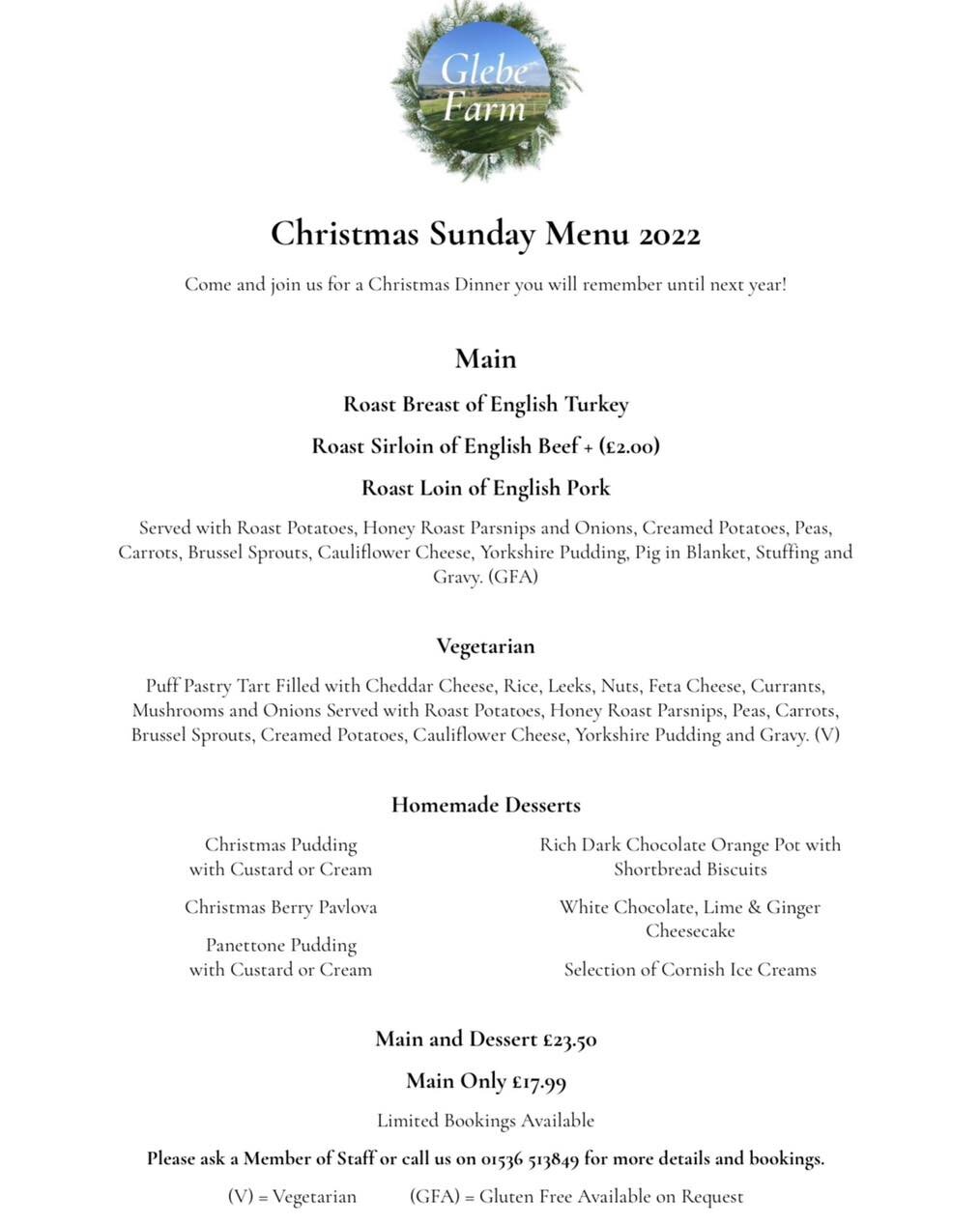 Due to the amazing support of our customers we are now fully booked for all of our Christmas lunch dates!! However this Sunday we are offering Christmas lunches for take away from 2pm!