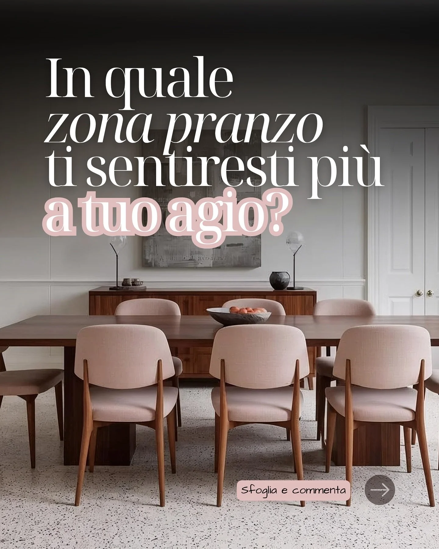 SPECIALE RAH TEST| Siamo tuttə attrattə da colori diversi, ma solo alcuni ci fanno davvero stare bene.

💭 Guarda queste zone pranzo e dimmi: in quale ti senti pi&ugrave; a tuo agio?

🤎 Se vuoi scoprire quali colori, nello specifico, contribuiscono 