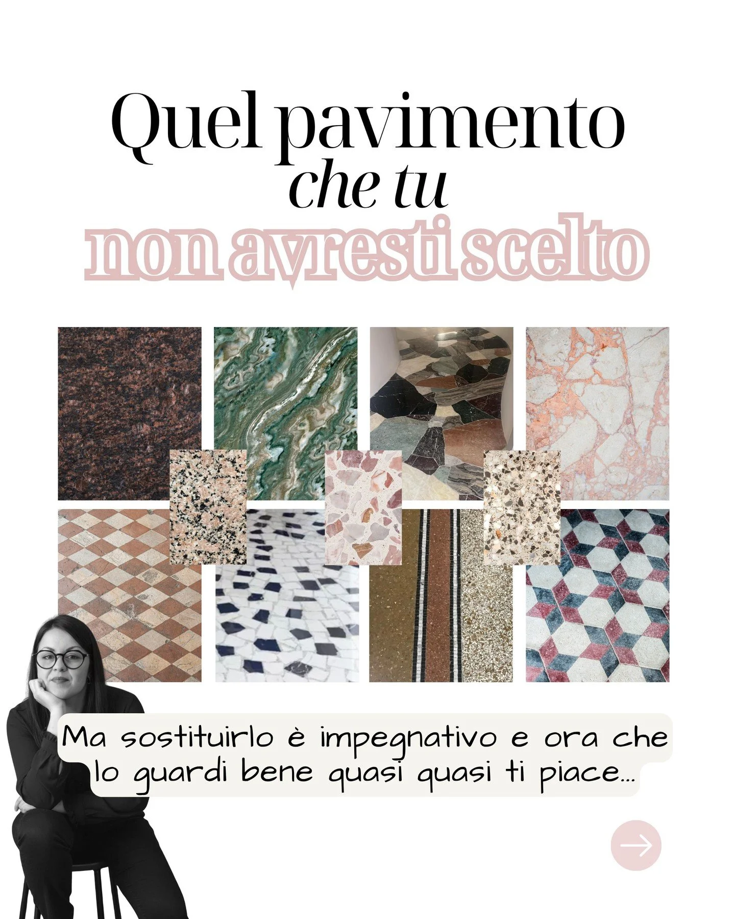 Hai un pavimento in graniglia, marmo, cementine o palladiana e non sai come arredare?

Ti serve uno sguardo esperto che ti aiuti a capire come valorizzare ci&ograve; che hai, senza sacrificare il tuo gusto personale

Con la consulenza 360&deg; analiz