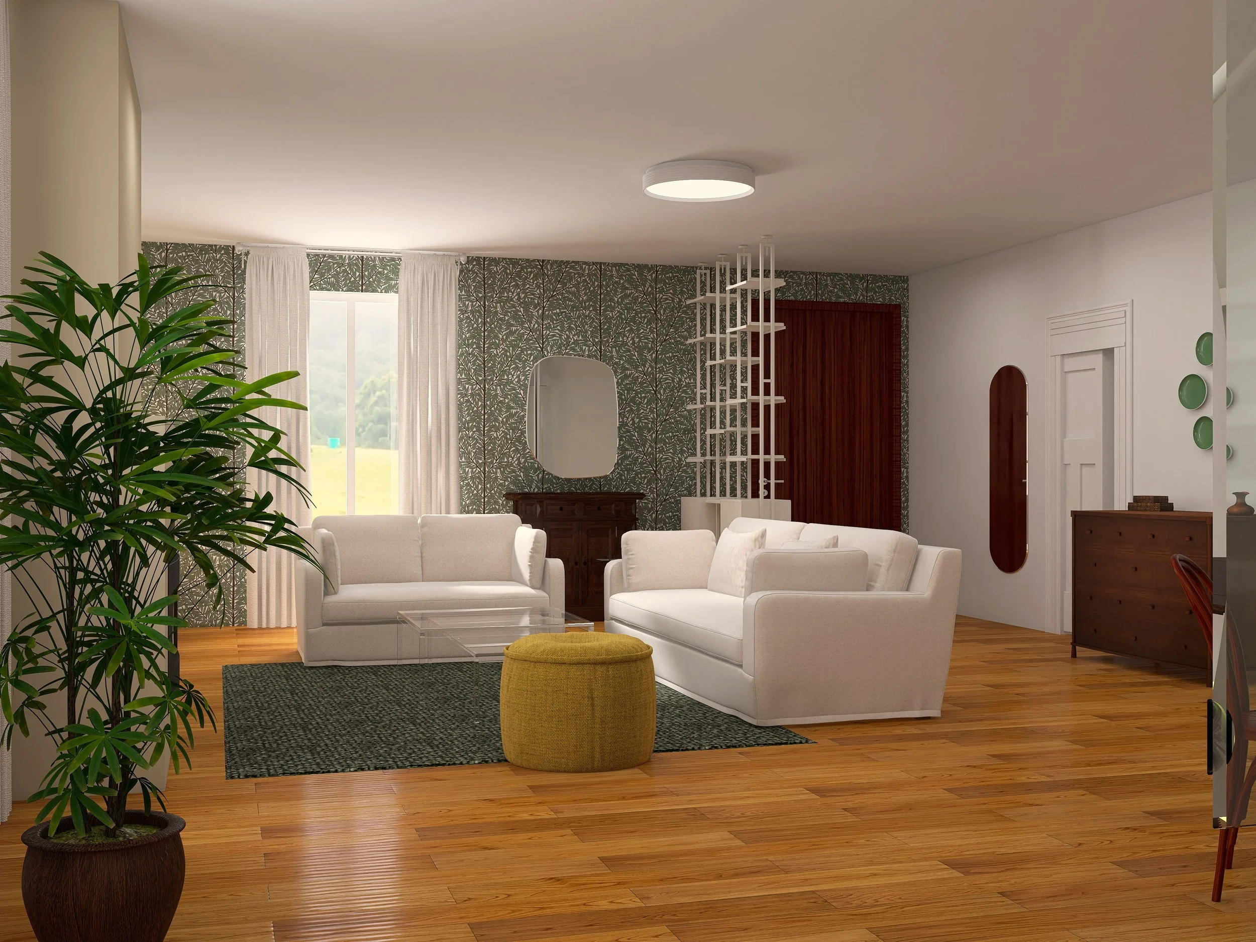 Soggiorno con mix antico e contemporaneo