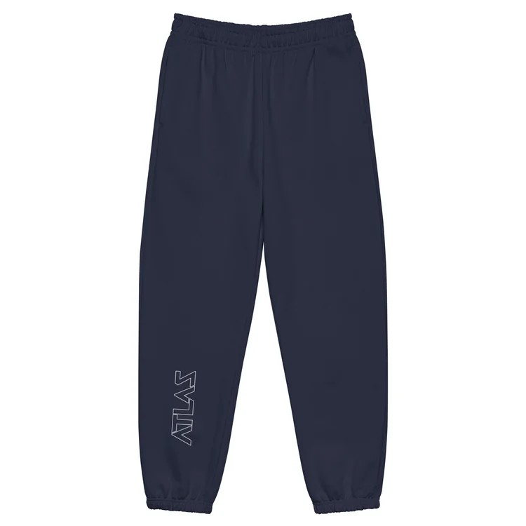 Navy heavyweight ATLAS sweatpants, front view