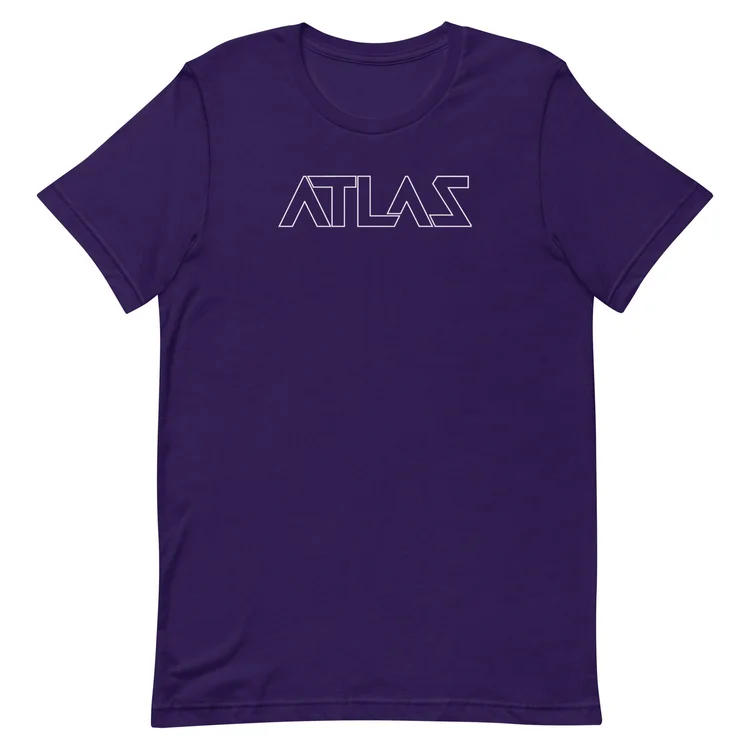 A team purple ATLAS cotton t-shirt, front view