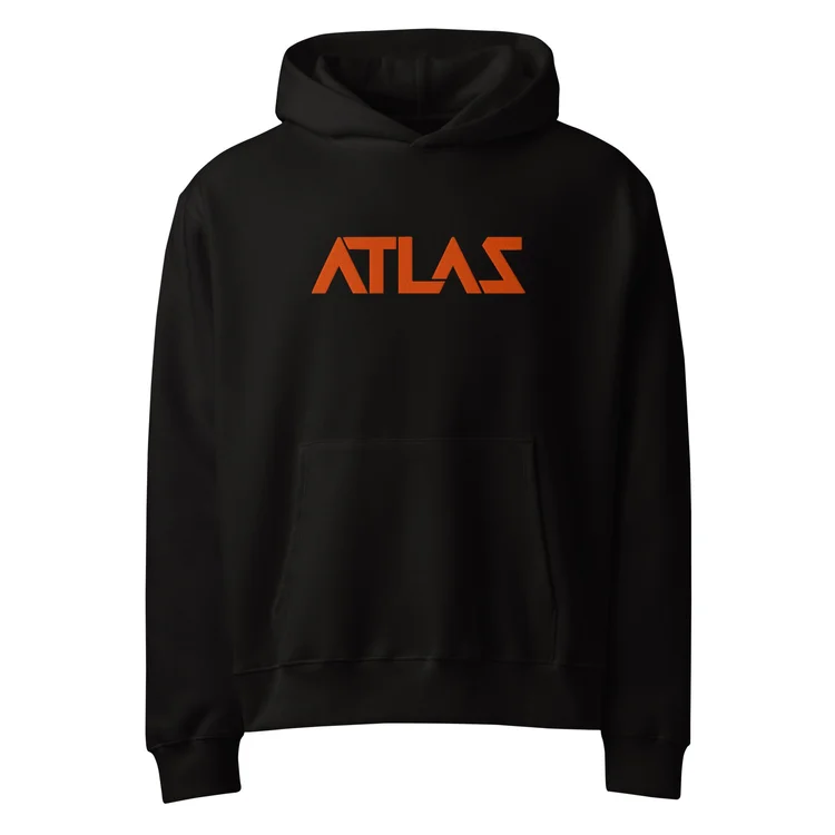 A black oversized heavyweight ISU school edition hoodie, front view