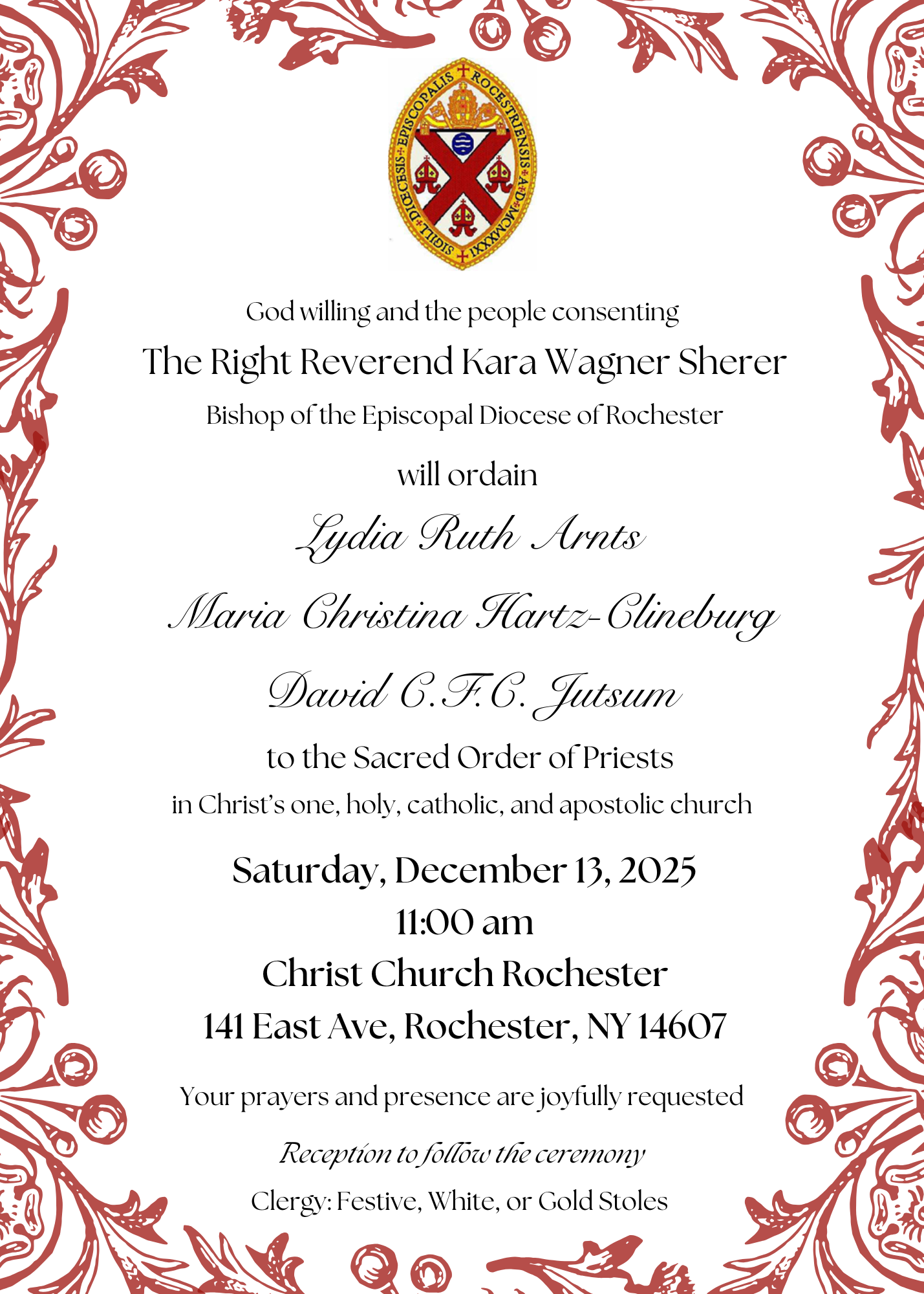 Ordinations at Christ Church, including David Jutsum, one of our own.