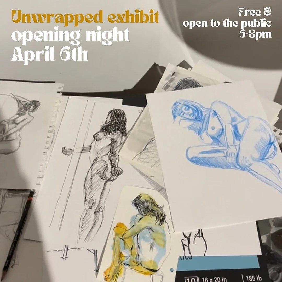 Join us in the Kitchen at MoM for our very own Unwrapped Collaborative (@unwrappedcollaborative) life drawing exhibit by Abby Talkington (@abbytalkingtonart) and Aidan Sakakini (@aidansaka) opening Thursday, April 6th from 6m-8pm!

The duo hosts figu