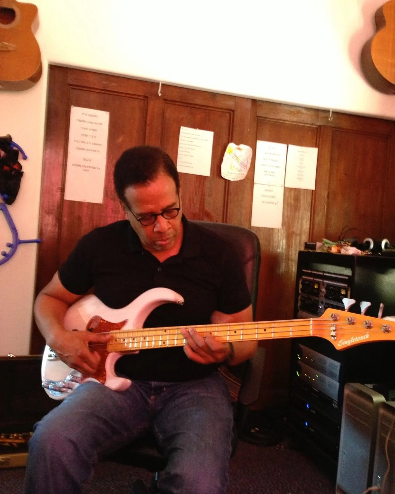 Stanley Clarke played my bass to see if he would want the builder, Mark Singleton, to build one for him, which he did. I&rsquo;m not selling this bass ever. Stanley was gracious enough to autograph the back of the headstock.