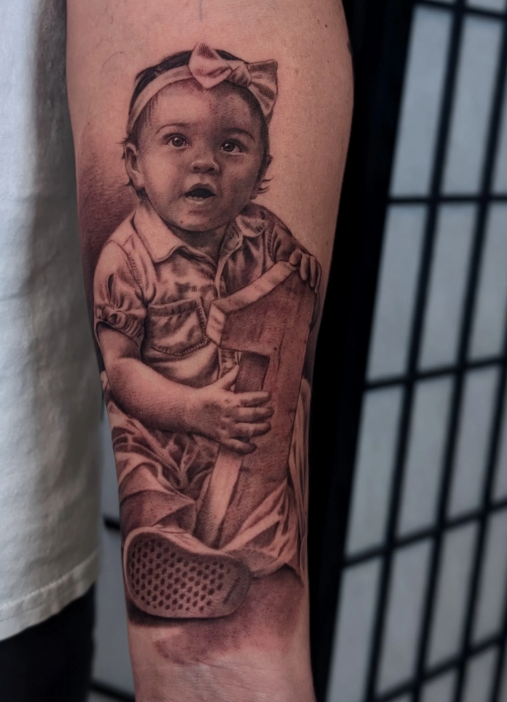Realistic Baby Portrait soft black and grey