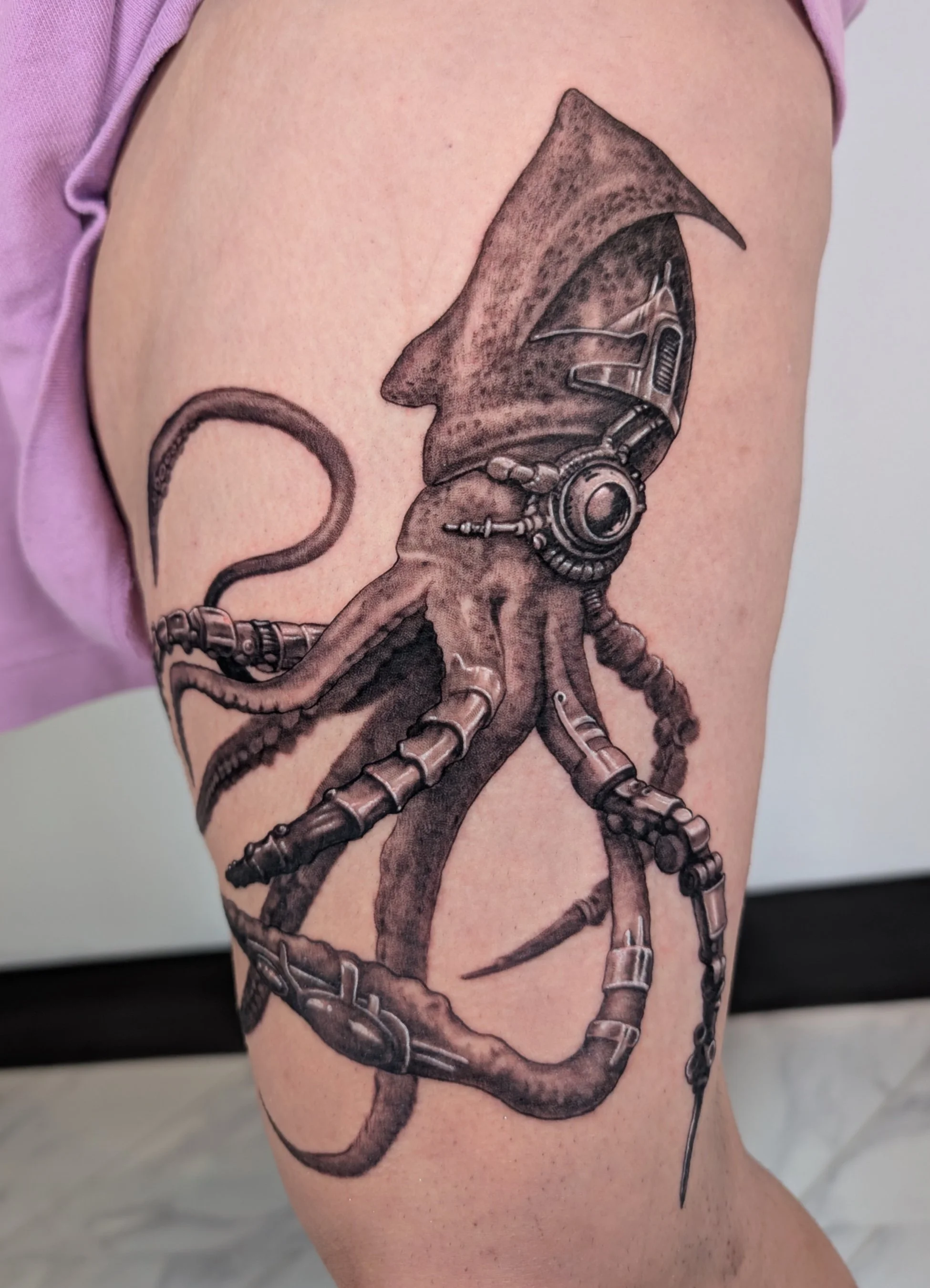 Giant squid with cybernetic attachments