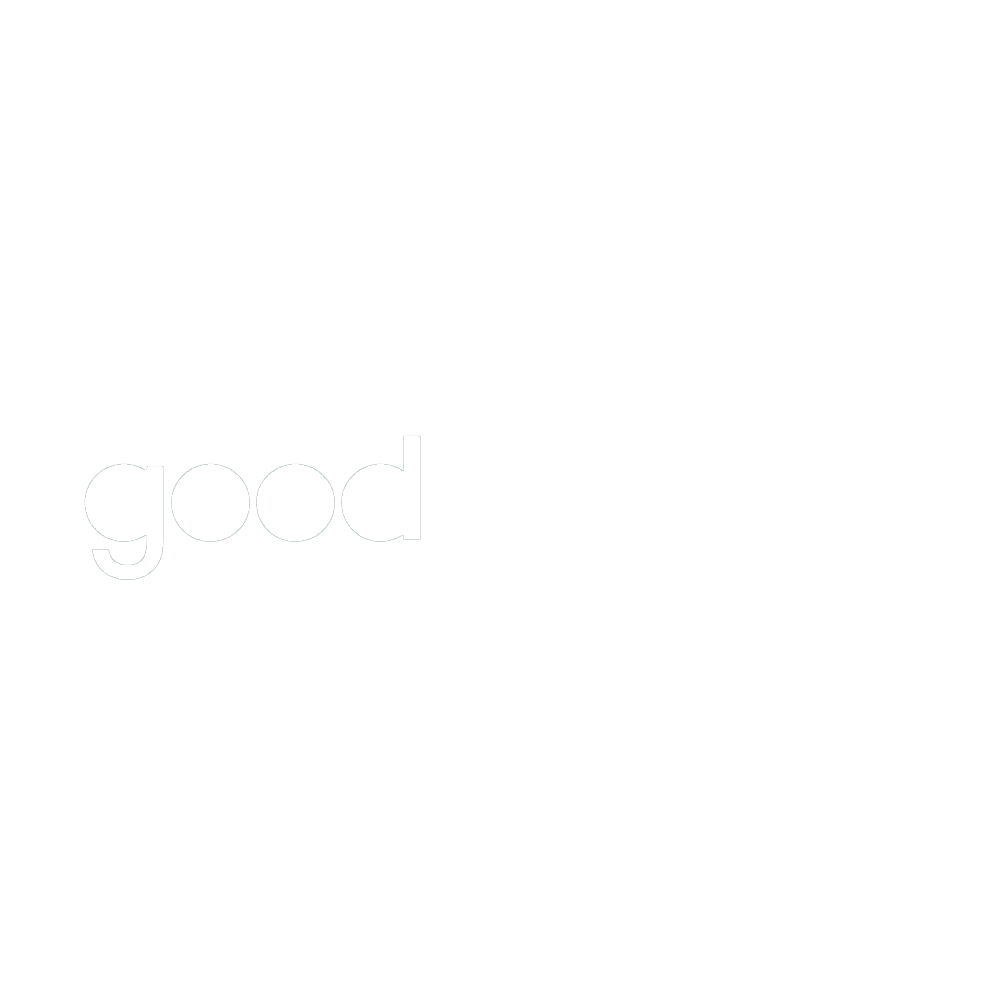 Black background with a white circle containing the word 'good' in bold black letters, and the words 'people' in white next to the circle.