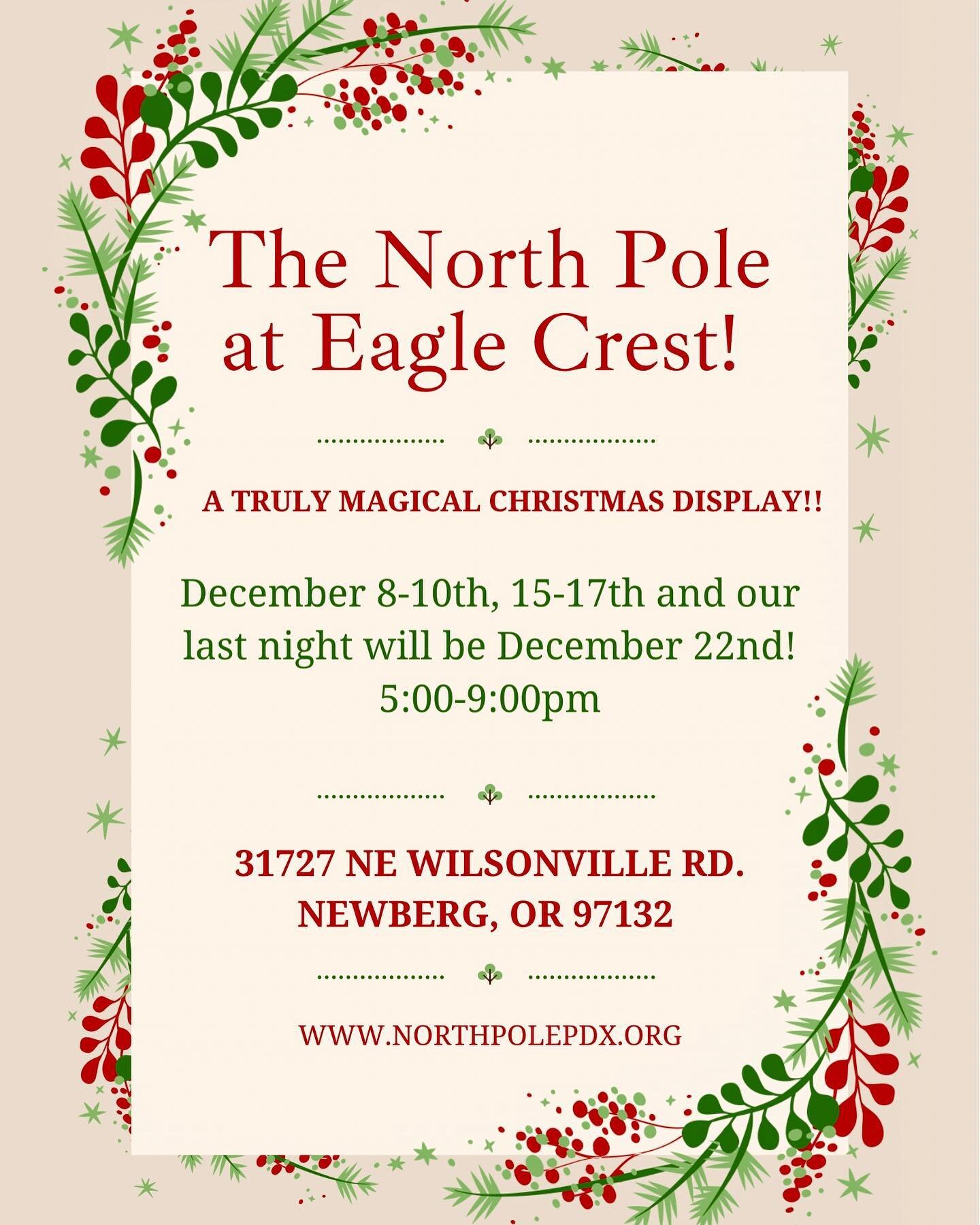 Official 2023 Dates!! 👏👏👏
We cannot wait to show you this 
years display!! 
.
.
.
.
.
.
.
.
.
.
.
.
.
.
.
.

#christmasateaglecrest #christmas #christmastree #xmas #christmasdecor #handmade #merrychristmas #winter #christmastime #santa #christmasg