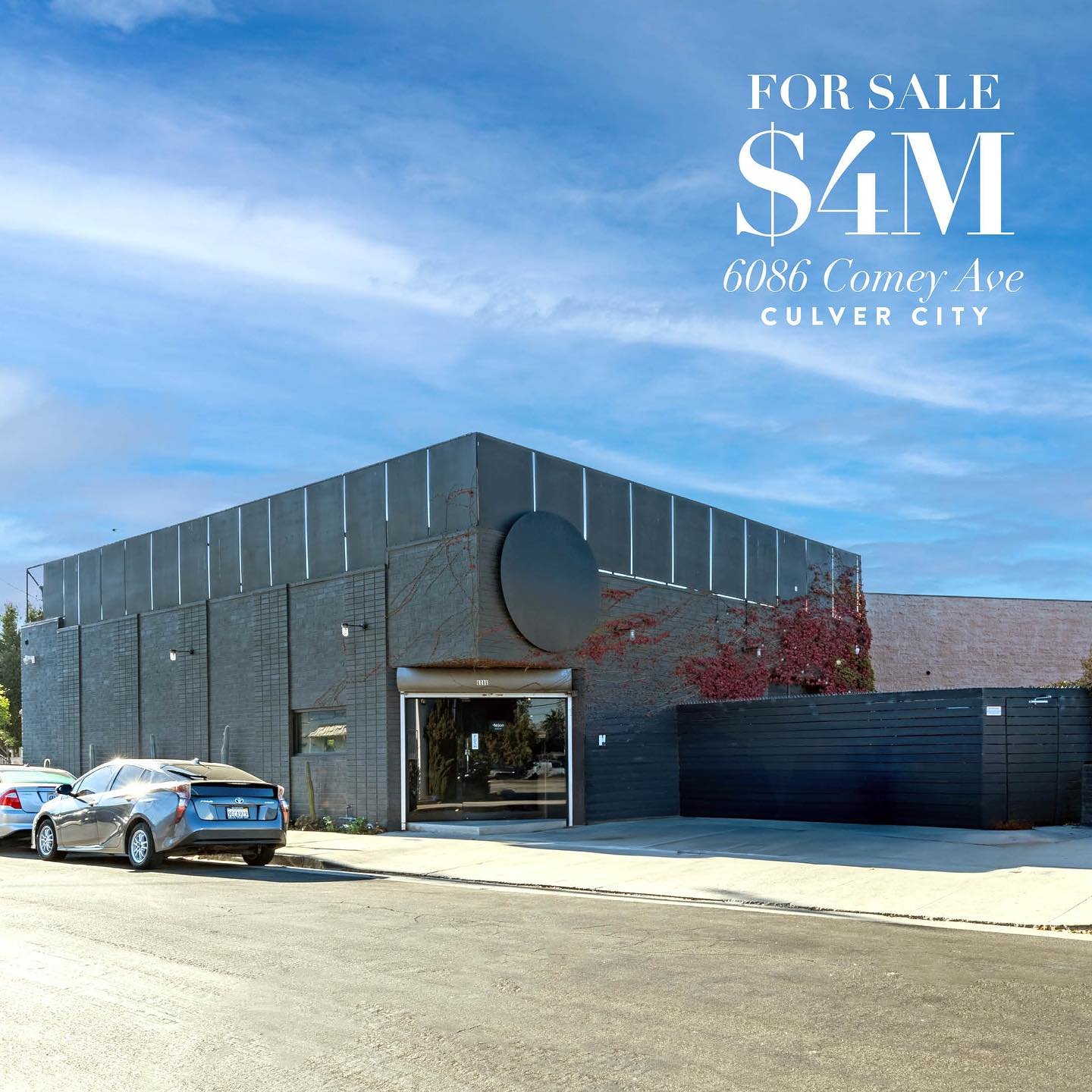 JUST LISTED: Stand Alone Creative Office Building Asset in a Dynamic Culver City Location 📍6086 Comey Ave

Price: $4,000,000
Building Size: 5,764 SF
Lot Size: 4,720 SF
Parking: On site

* Excellent proximity to The Helms Bakery District, Hayden Trac
