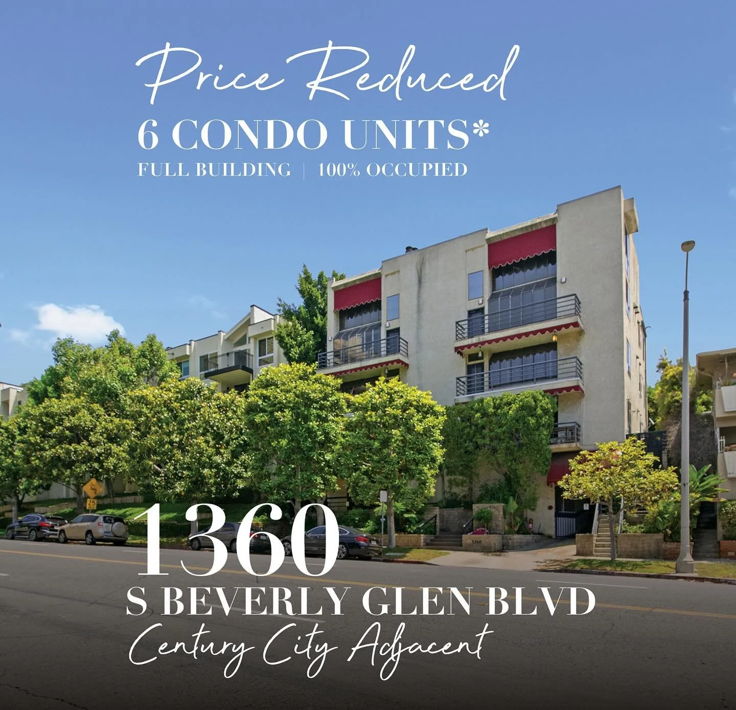 PRICE REDUCED by $305,000
📍 1360 S Beverly Glen Blvd
*Currently permitted as 5-Units. Seller combined 2 Penthouse units to create a full floor Grand Penthouse.
Asking Price: $5,195,000
Price per SF: $585
Building SF: ±8,874
L