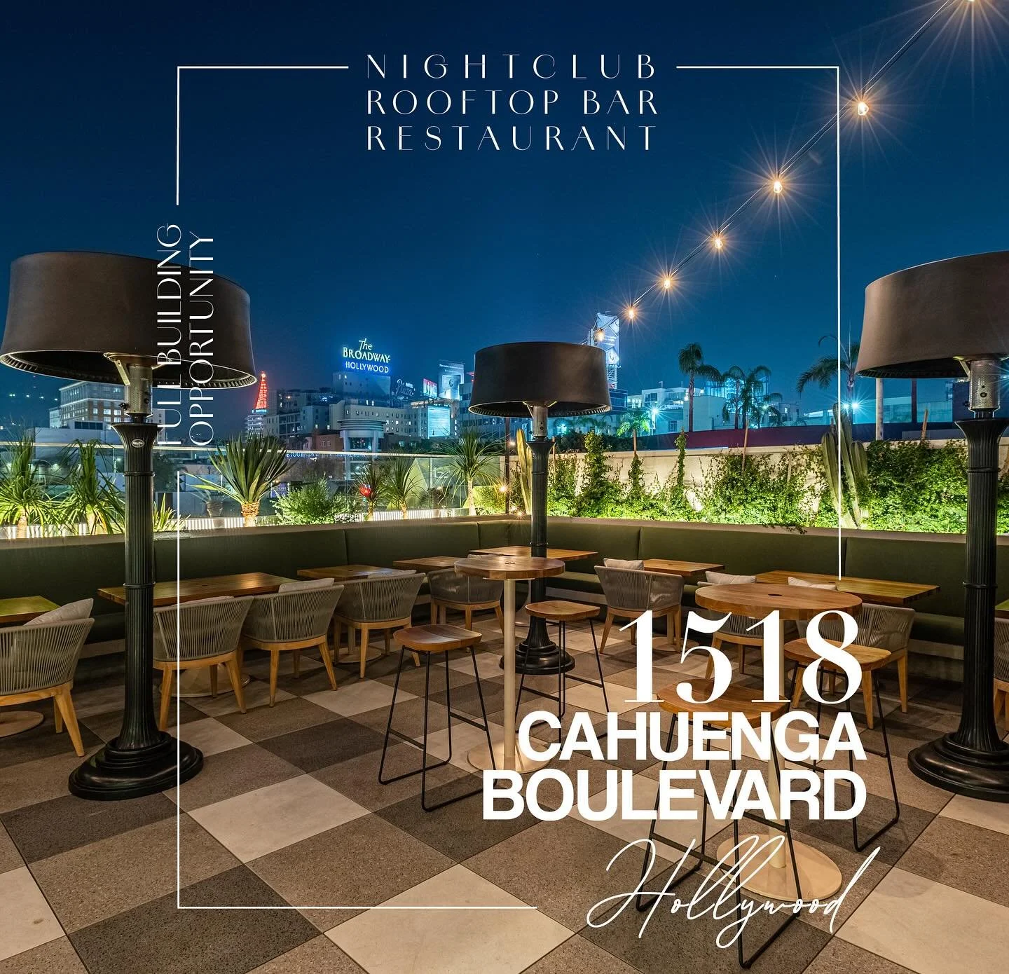 HOLLYWOOD HOT SPOT // Striking restaurant/rooftop bar/nightclub now available in the heart of Hollywood nightlife corridor. Formerly Grand Master Recorders.
📍1518 Cahuenga Blvd, Hollywood
15,000 SF | Term Negotiable
Highlights:
• Rooftop bar