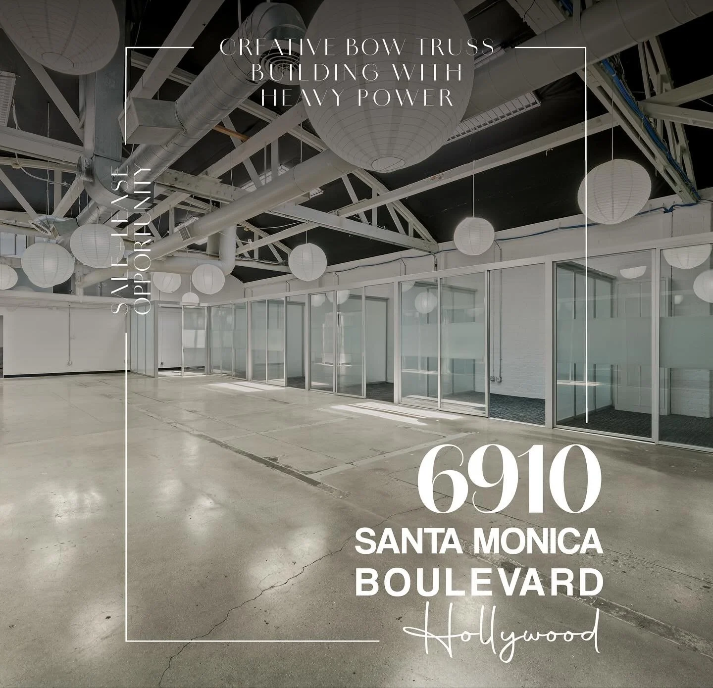 FOR SALE & LEASE // Creative Bow Truss with Heavy Power in Hollywood’s Sycamore District. 
Showroom | Flex Warehouse | Creative Office
📍6910 Santa Monica Blvd
 
• Sale Price: $3,695,000 | $554/SF (Rare owner/user or investor
