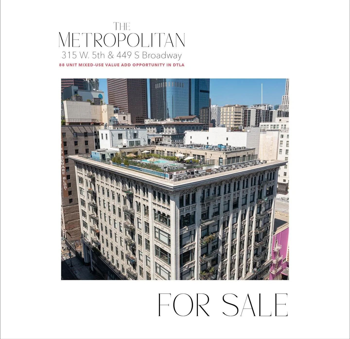 Just Listed | The Metropolitan Building &ndash; DTLA Mixed-Use Landmark
📍449 S Broadway, Los Angeles, CA

The Metropolitan Building is a &plusmn;161,232 SF mixed-use generational asset located at 449 South Broadway in the heart of Downtown Los Angel