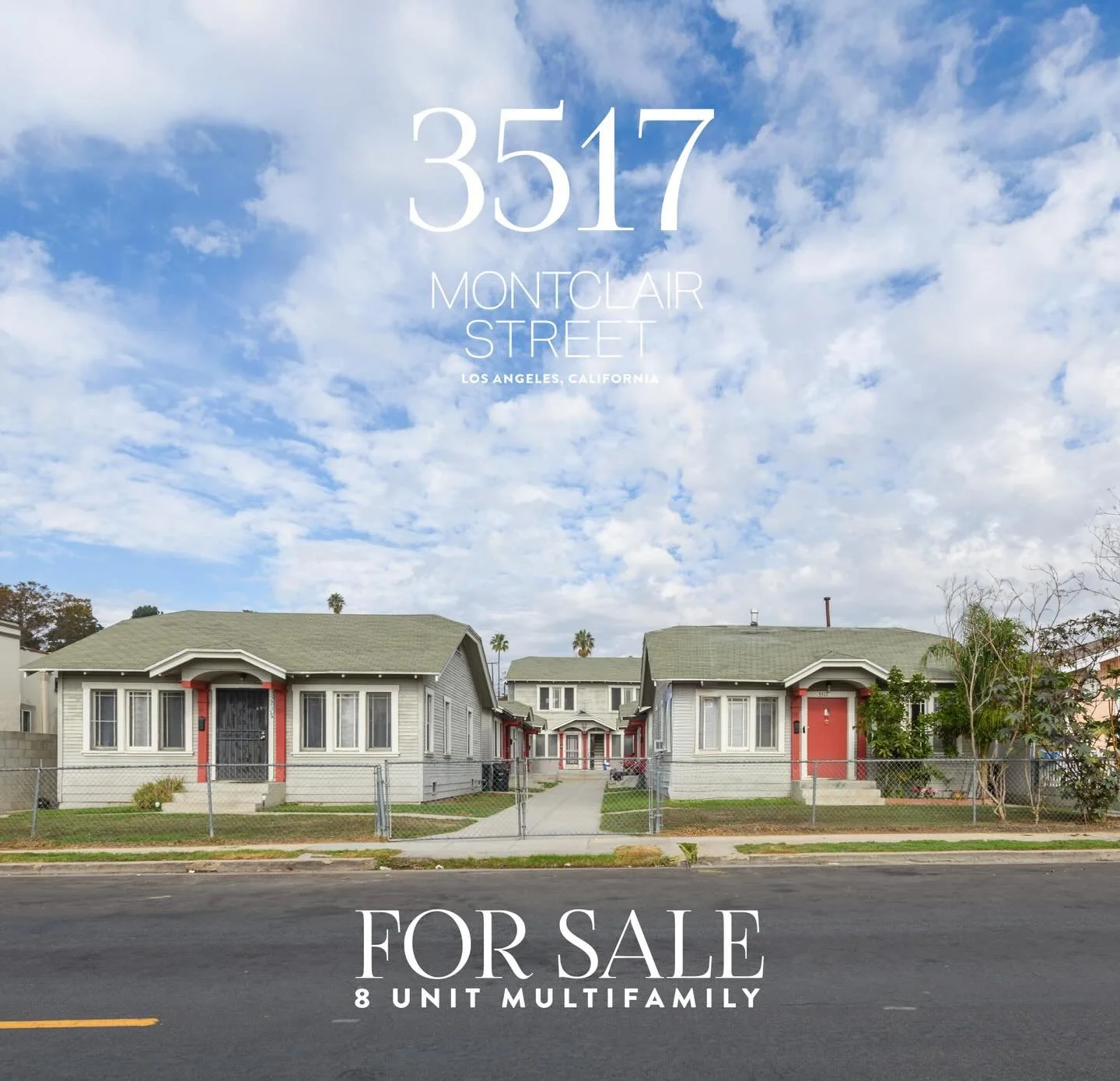 Just Listed | 3517 Montclair Street, Los Angeles

8-unit bungalow-style multifamily investment property now available in the heart of the rapidly revitalizing West Adams / Jefferson Park corridor. This 1923 courtyard property offers a compelling blen
