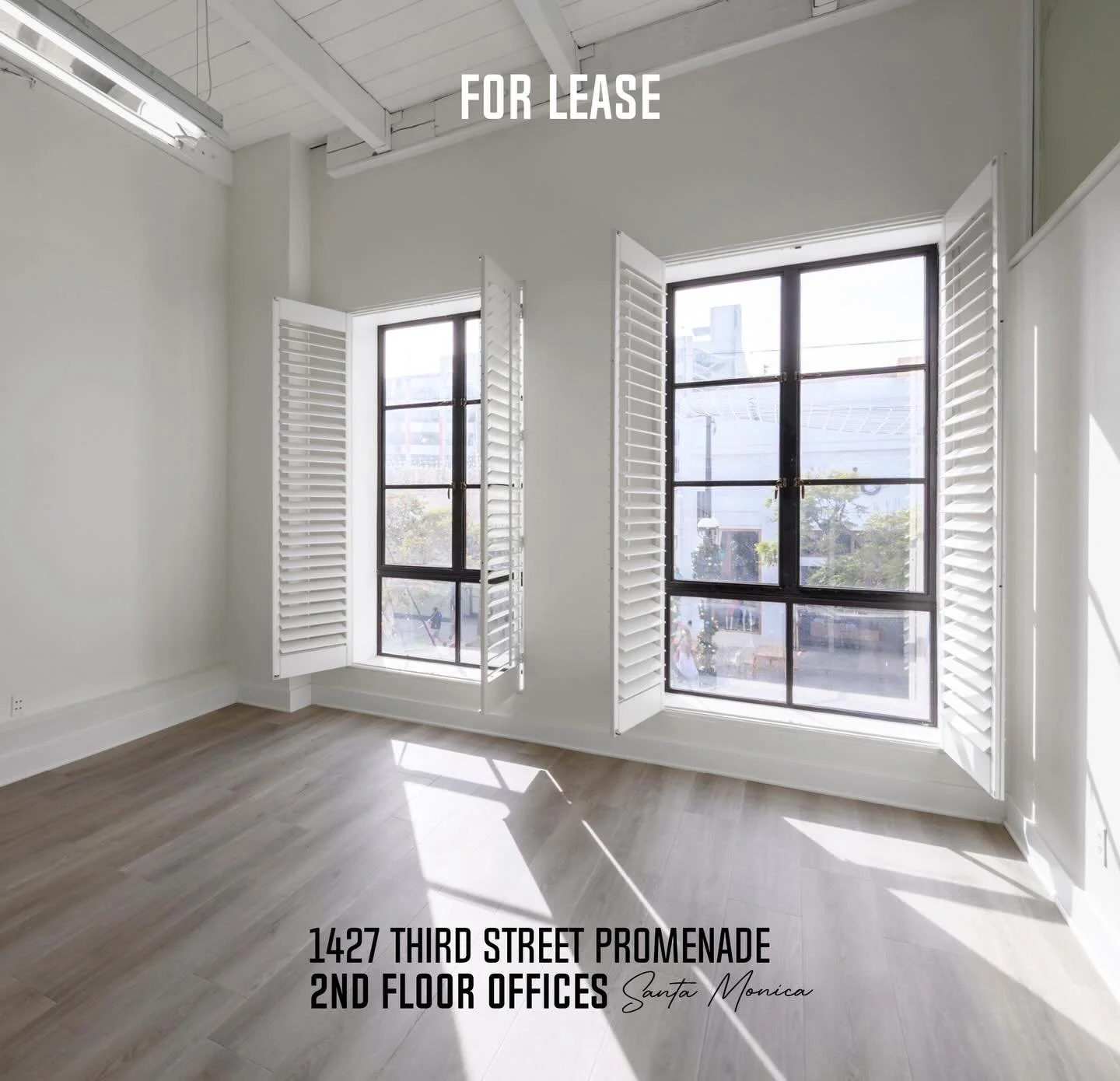 FOR LEASE | 1427 Third Street, Santa Monica

A rare opportunity to occupy a full floor-through light-filled creative office above the iconic Third Street Promenade.

Highlights:
&bull; &plusmn;2,988 SF private 2nd-floor office (Suite 201)
&bull; Floo