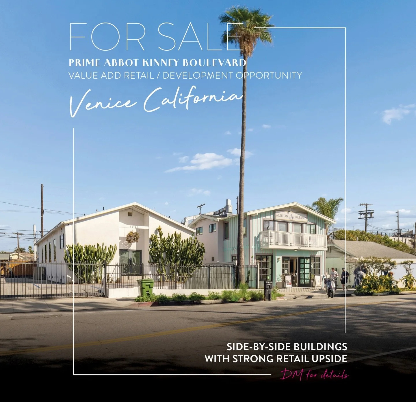 Coming Soon - Double lot, 2 property offering on one of the most desirable streets in the world 📍1041-1043 Abbot Kinney Blvd, Venice 

&bull;1041 Abbot Kinney Blvd (value-add/development opportunity): 2,148 SF&nbsp;on 7,796&nbsp;SF Lot (Short Term L