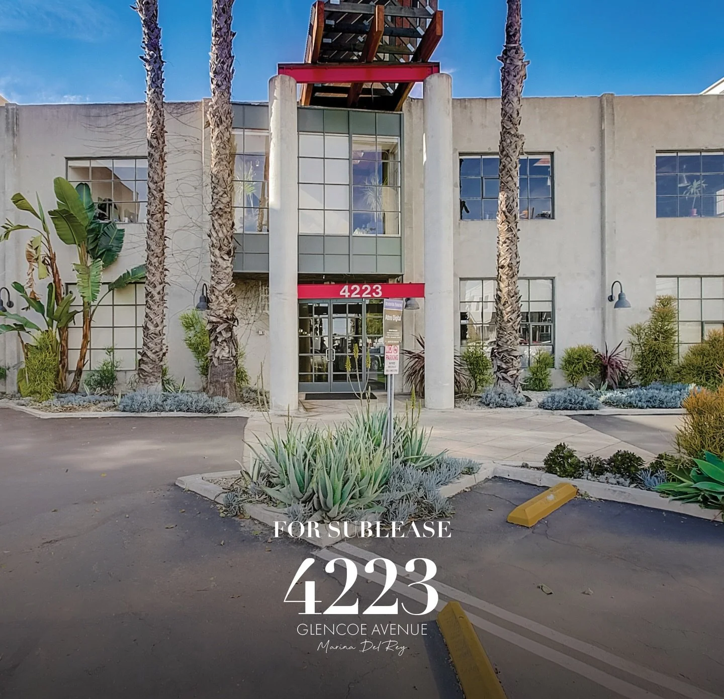 FOR SUBLEASE | Creative office suite at 4223 Glencoe Ave, Marina Del Rey

1,889 SF
Term through 8/31/2027
3 parking spaces available

- Mix of 3 private offices and 1 conference room. Reception/entry foyer, opens into kitchen space. Conference room c