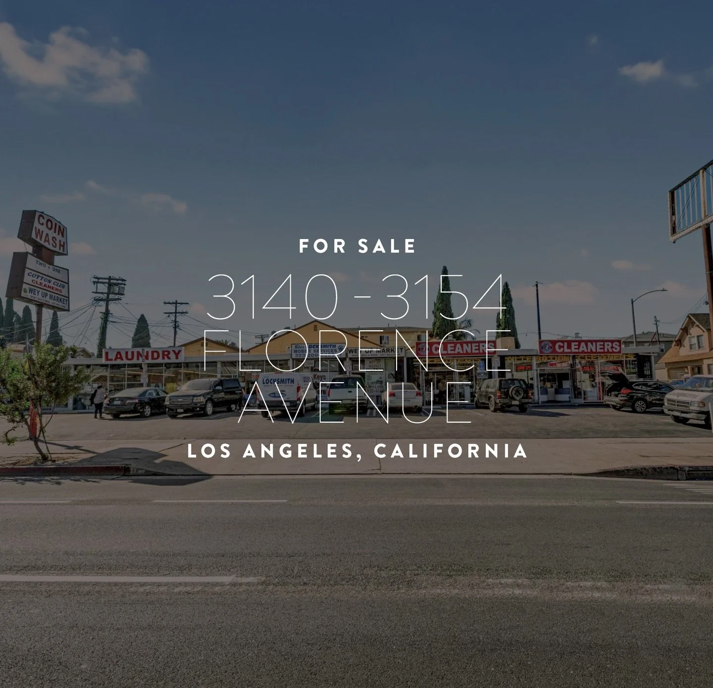 High-exposure retail strip center offering stable in-place income with significant near-term upside in a dense Los Angeles corridor.

📍 3140&ndash;3154 W Florence Ave, Los Angeles, CA
Price: $1,500,000 | PPSF: 298/SF

&bull; &plusmn;5,032 SF multi-t