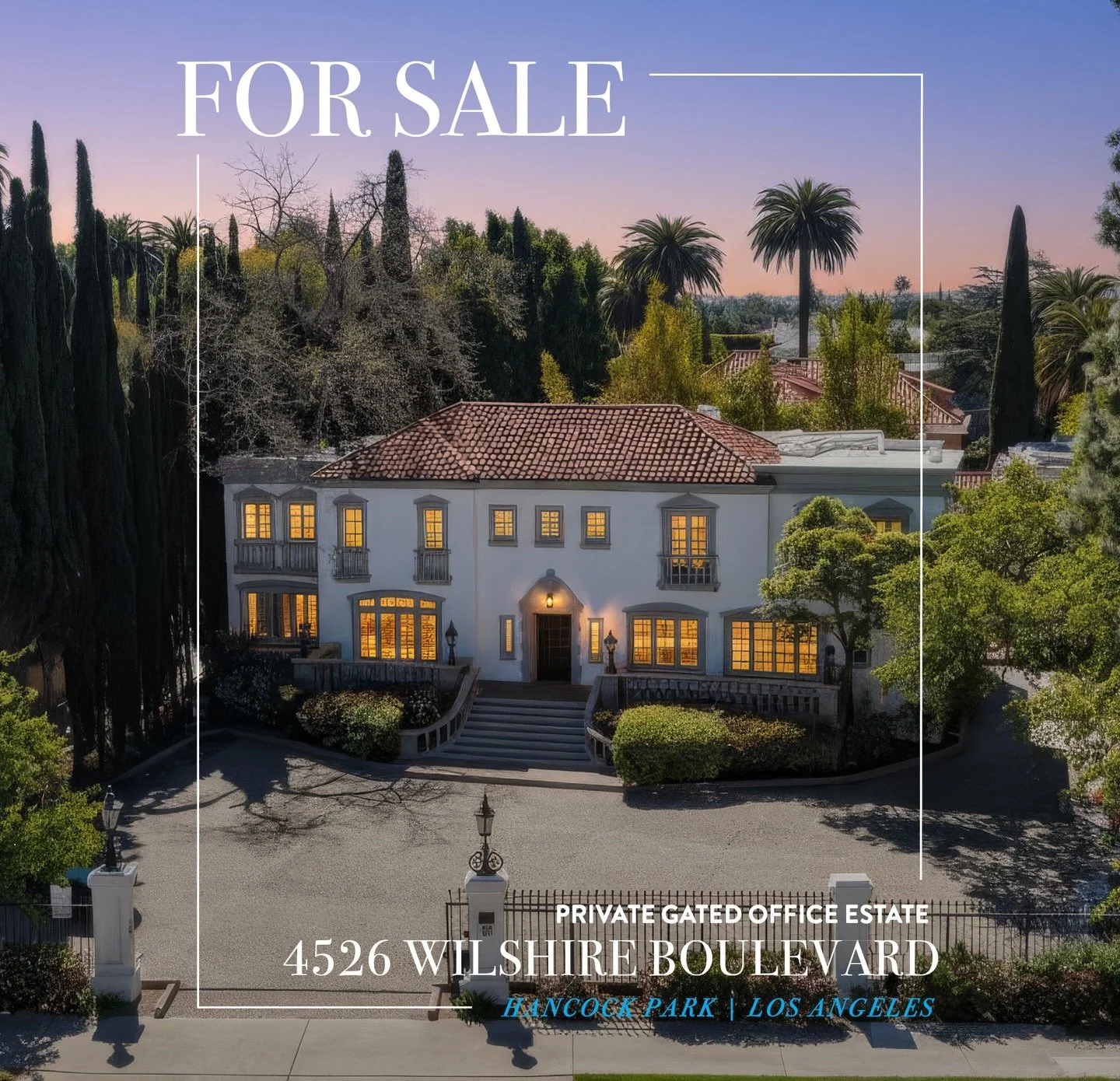 First time for sale in 40 years! Rare gated office mansion on Wilshire Boulevard

📍 4526 Wilshire Blvd, Los Angeles Price $5,595,000
&bull; 6,440 SF across 3 stand-alone buildings &bull; 12,197 SF lot with 15+ parking spaces &bull; Main estate + gue