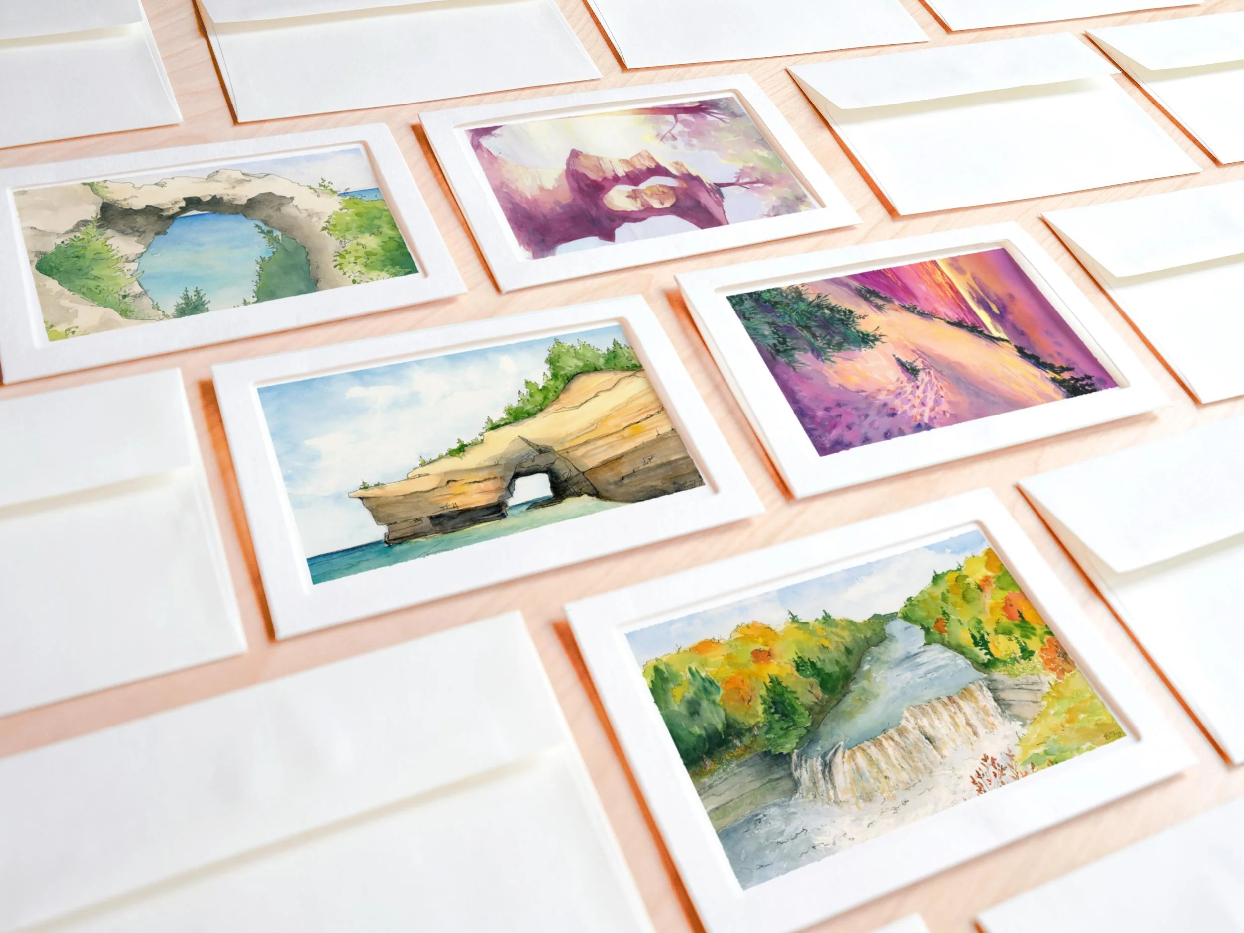 Michigan Landmarks Collection, Watercolor Notecard Set by Elizabeth Manning, 5x7