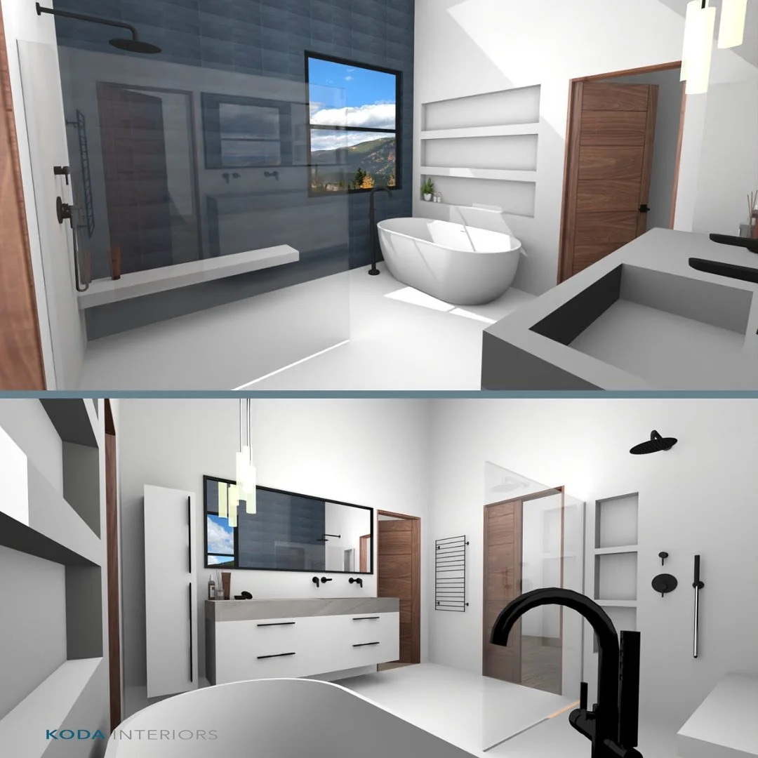 I&rsquo;m in love with this ultra sleek and modern master bathroom design concept we put together for one of our virtual clients. We were able to completely design every detail 100% virtually and loved every minute of working with this wonderful coup