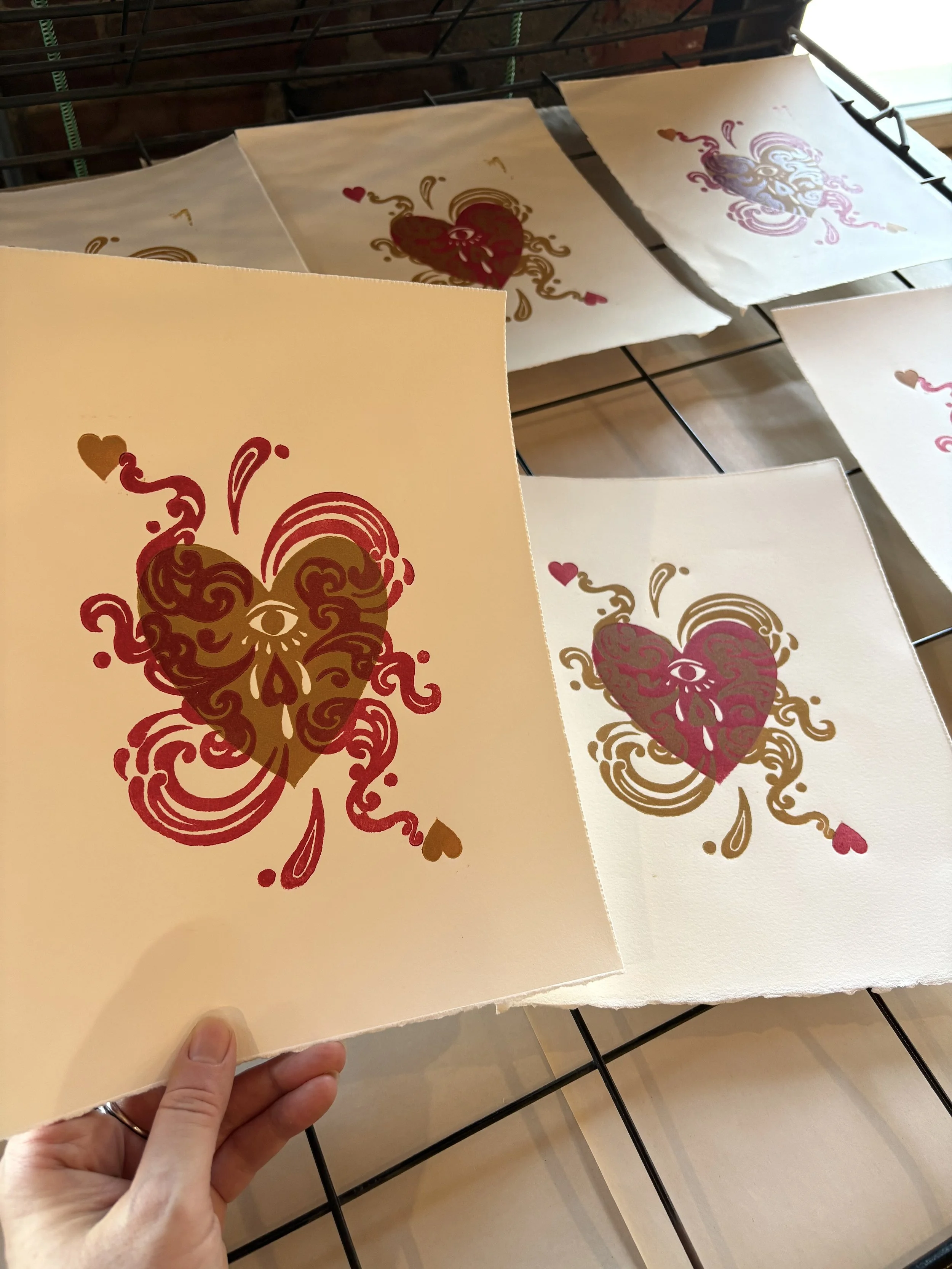 Hand-Pulled Print: Ace of Hearts