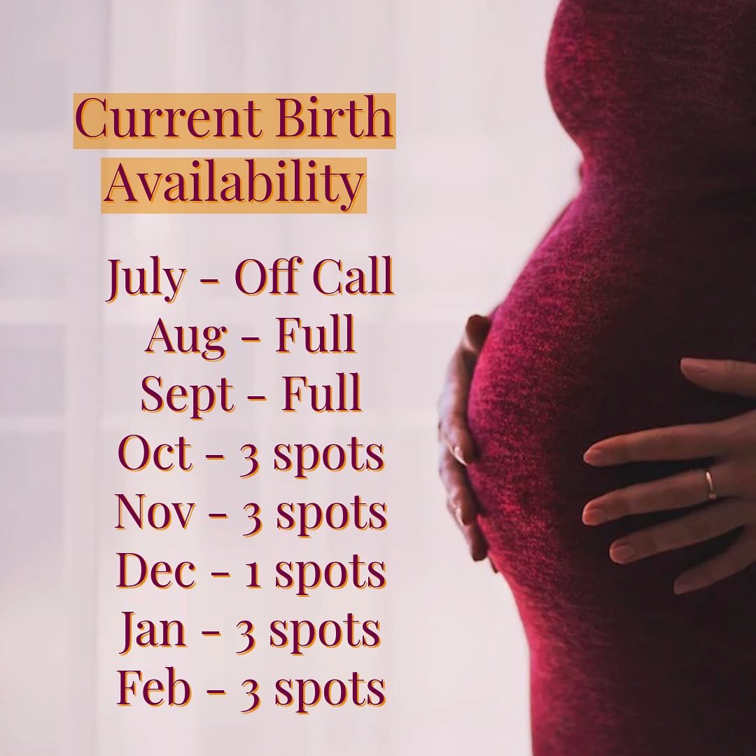 Reach out if you&rsquo;re thinking of having a home birth and due in October or beyond!

It could be a good fit if: 
🩷 you value a holistic approach 
💜 you want a family centered birth
❤️ you want hour long appts with time for all your questions 
?