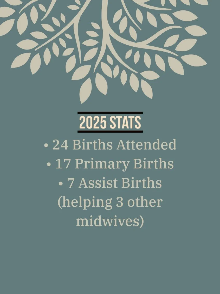 2025 is a wrap! Check out some fun stats here. Practicing safely with true informed consent for clients and midwife forward sustainably is what I&rsquo;m all about. 

This year also included: 
- me/midwife taking 2 months off call
- 3 families receiv