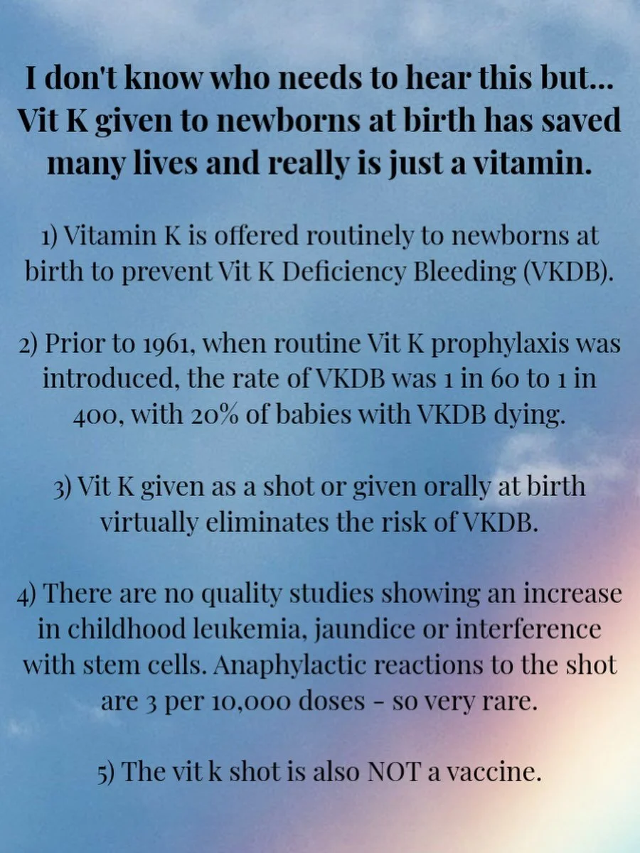 PSA on Vit K for newborns and Vitamin K Deficiency Bleeding. 

There is so much misinformation being spread by influencers right now, the result is a huge upswing in VKDB deaths in newborns since 2024. 

I support informed decisions by parents but it