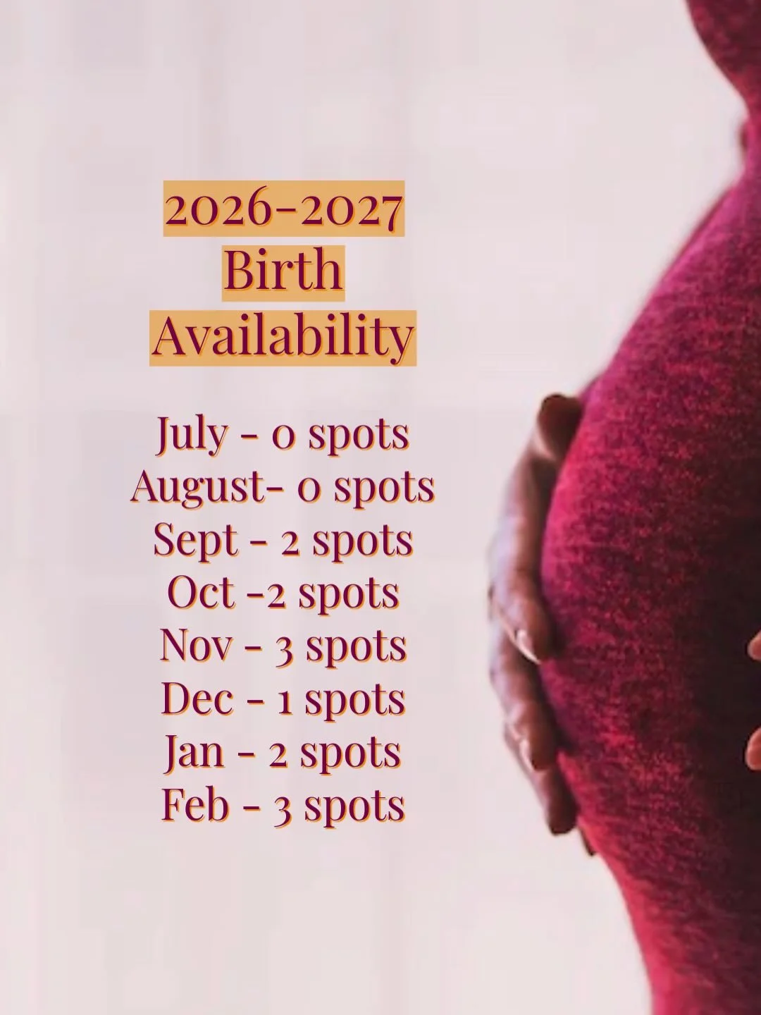 Hi! If you are in the South Bay or surrounding area of LA and interested in a homebirth please reach out to learn more about our services :) 

Currently we have availability starting in September and into the fall/winter. 

Rainbow Midwifery offers c