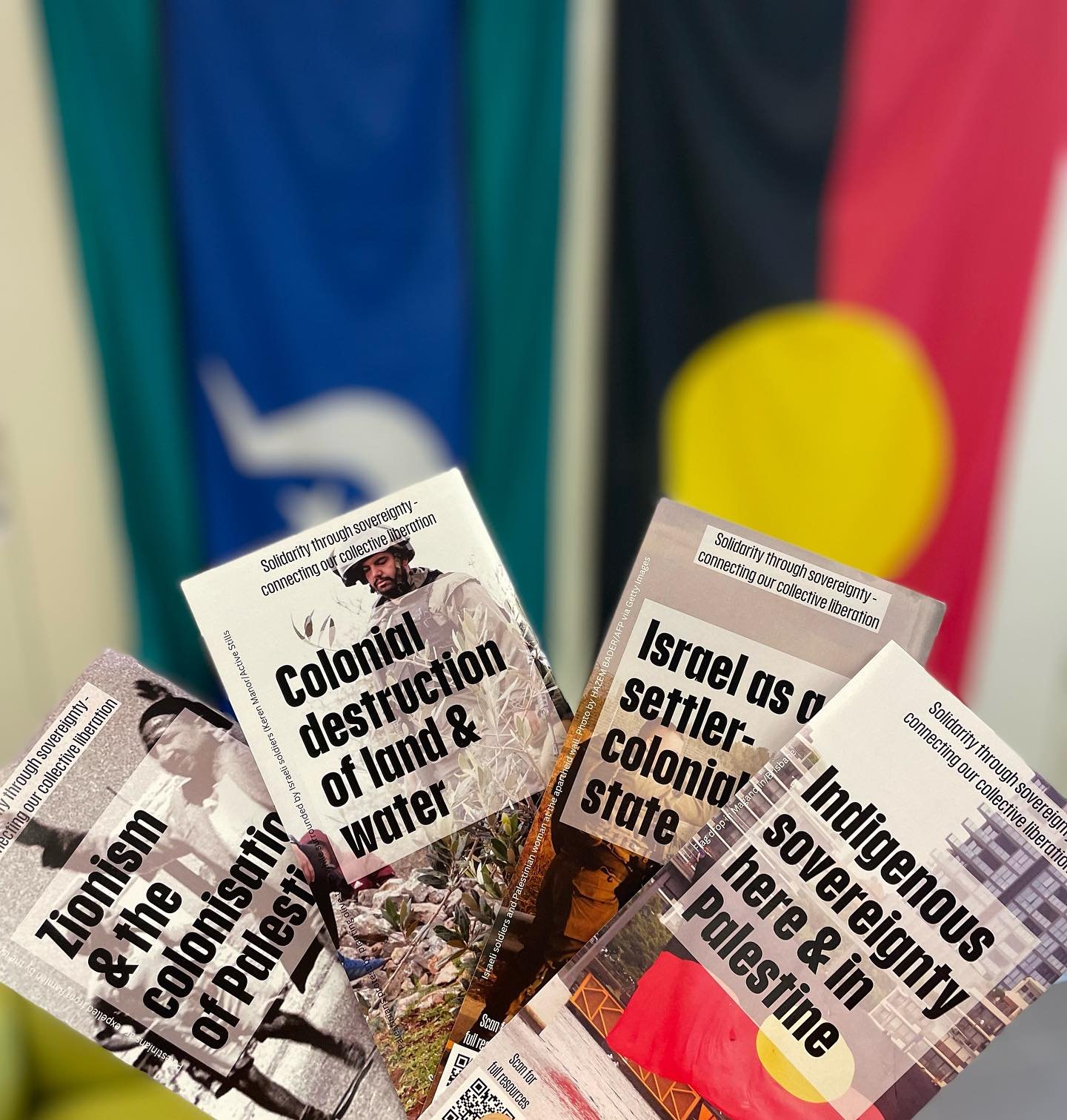 Keep an eye out for the printed copies of our &lsquo;solidarity through sovereignty&rsquo; series. We&rsquo;ll be sharing them with community &amp; activist groups throughout Magandjin this weekend &hearts;️💛🖤🍉