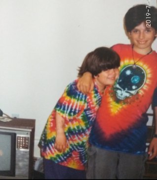 Jeff Halperin: "Space Your Face”—First Dead T, acquired in 1994. Standard Dead Skeleton with cool space shit inside it. This is me and my younger bro. This pic shows how long I’ve been in the game!
Read more about Jeff's t-shirt collection here: ht