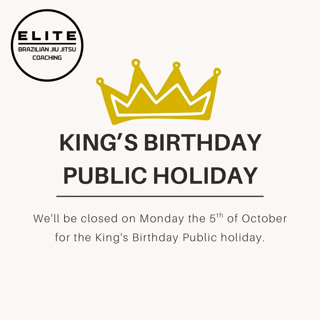 Hello Elite Team!! 

It is a public holiday on the 5th of October (the Monday after next), meaning we are closed all day. 

We hope you have a lovely long weekend and get to spend it with family and friends! 

See you on the Tuesday following!💛